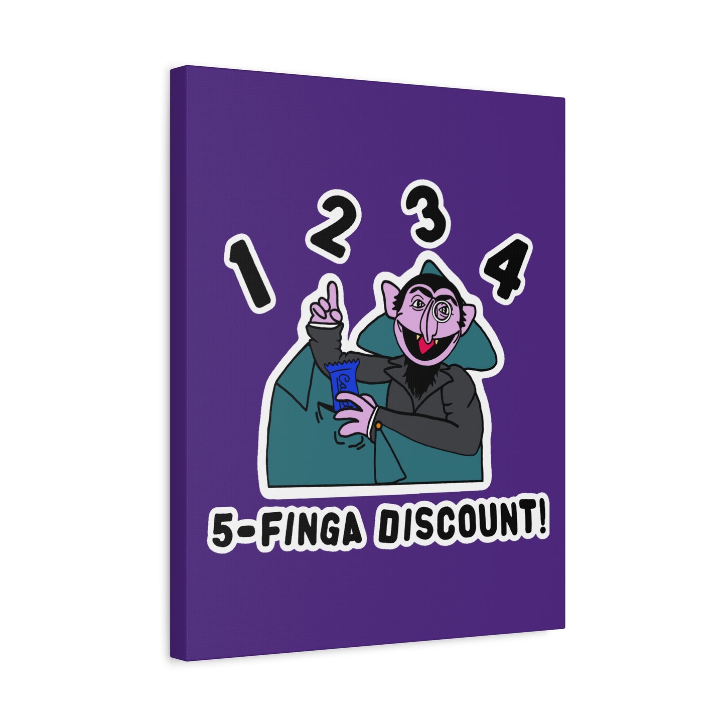 Five Finger Discount Canvas Print Light Purple - Sesame Street The Count Parody Art Print