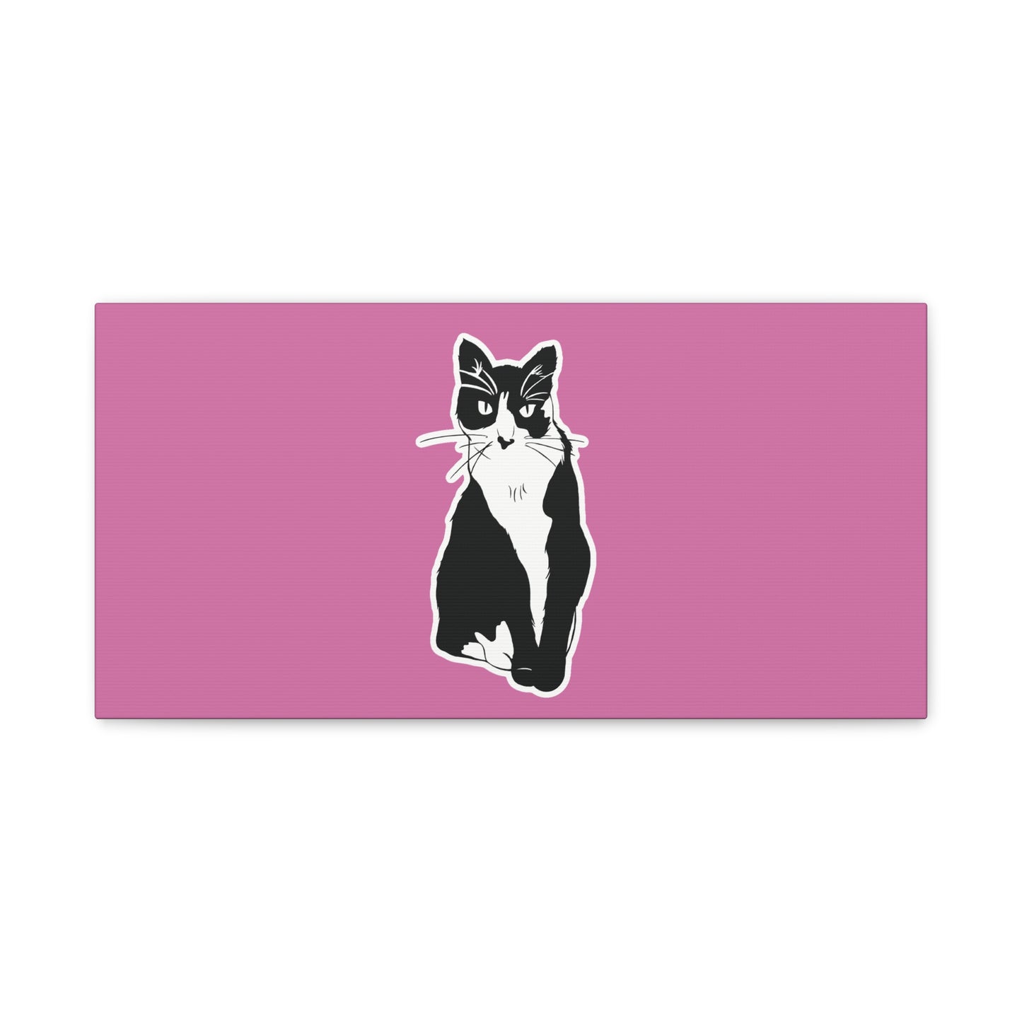 Cat Canvas on Light Pink (Sticker Style Cat) - Cat Drawing Art