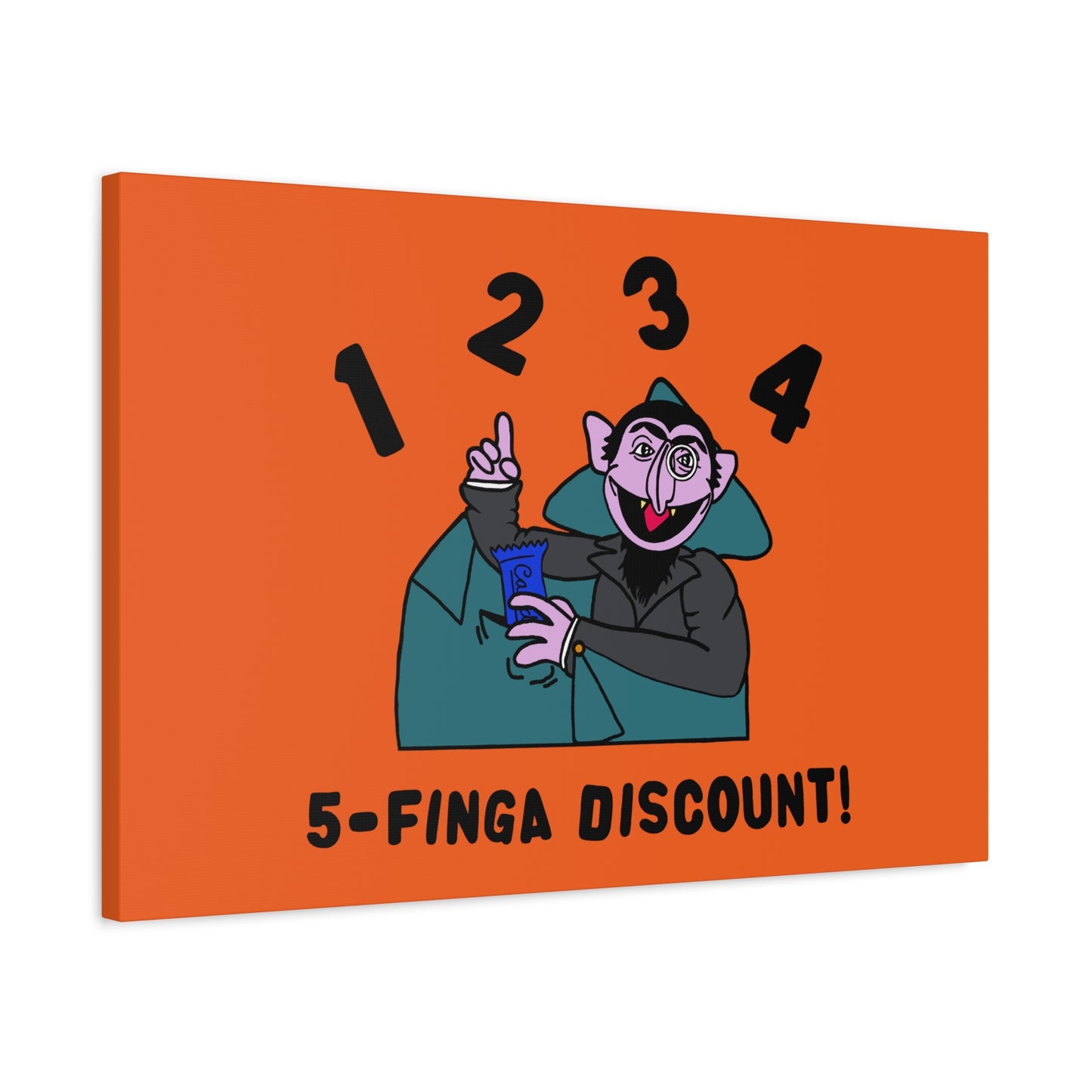 Five Finger Discount Canvas Print Orange - Sesame Street The Count Parody Art Print