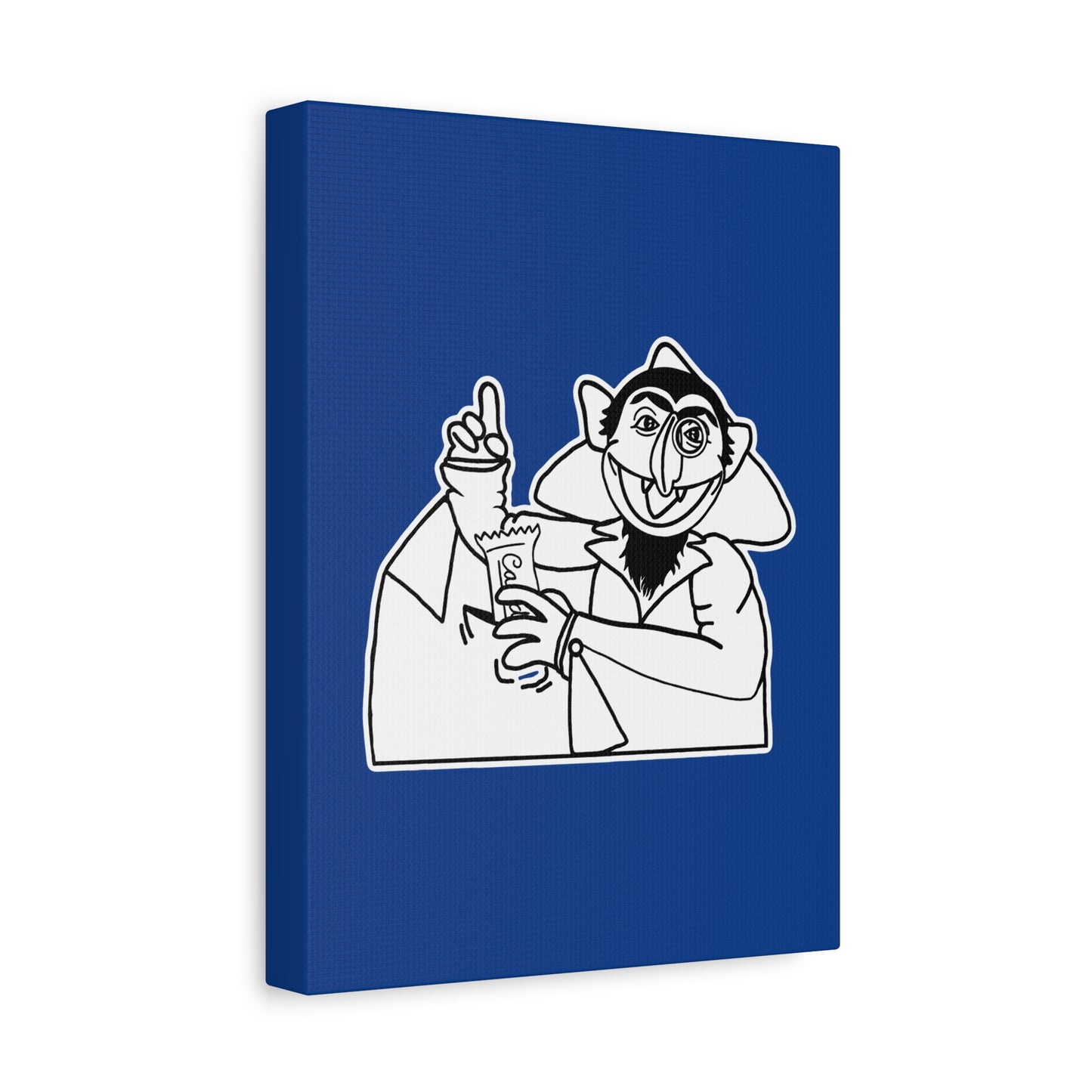 The Count Stealing Candy Outline Canvas Print Dark Blue - Sesame Street The Count Parody Art