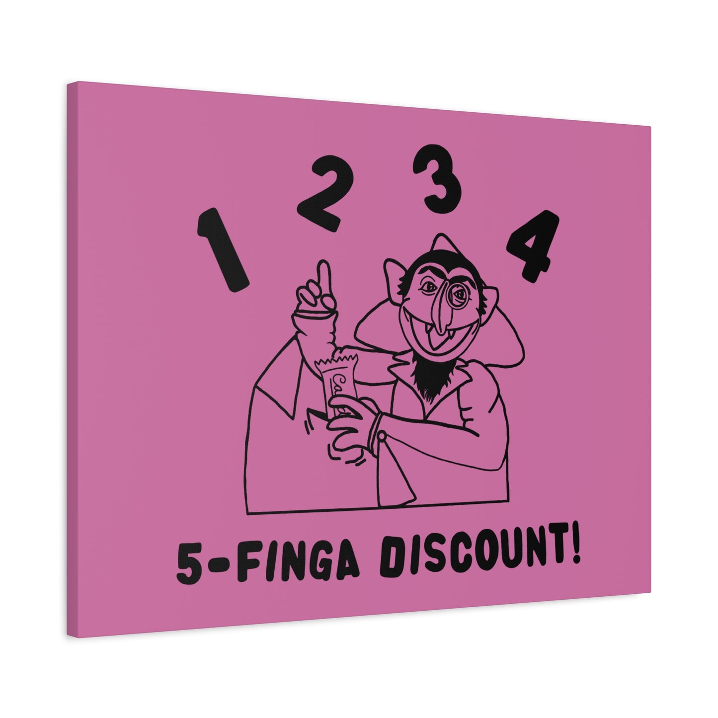 Five Finger Discount Outline Canvas Print Light Pink - Sesame Street The Count Parody Art Print