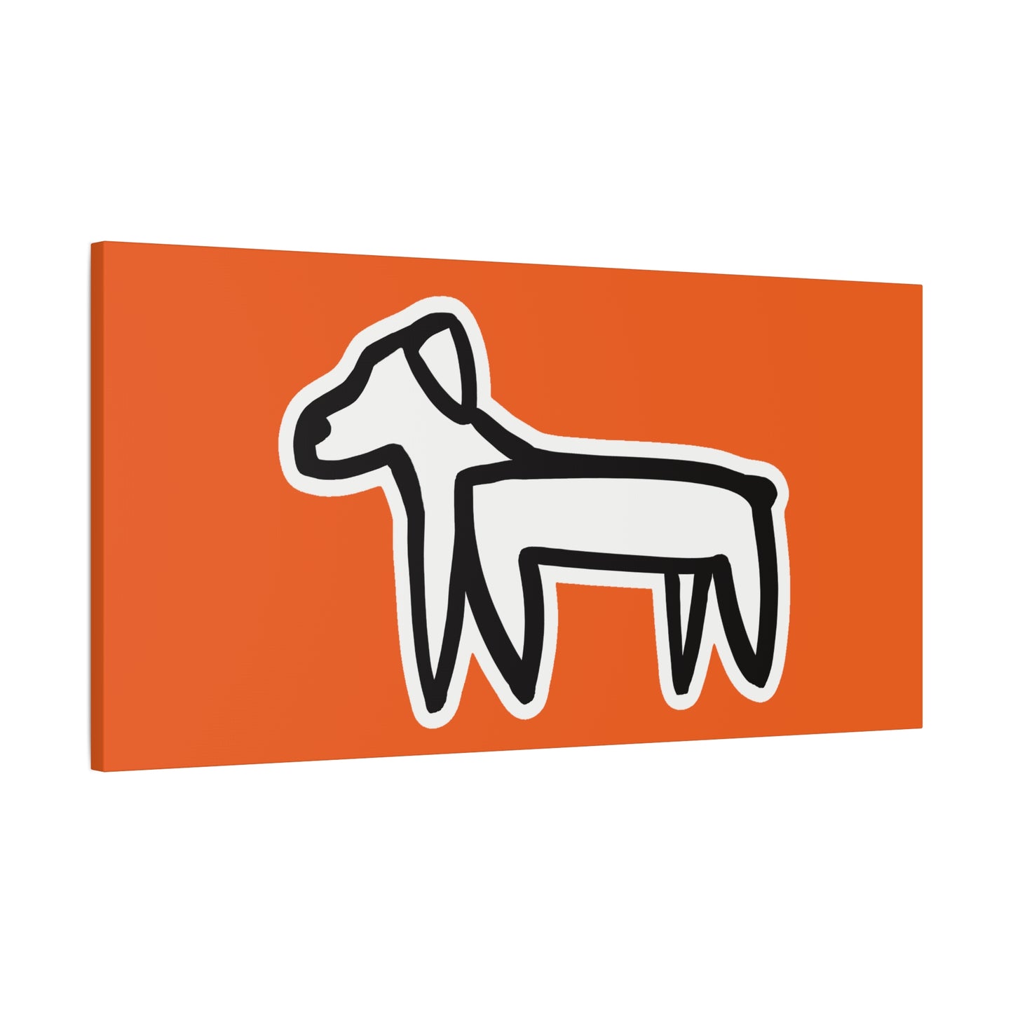 Dog Canvas Print on Orange (Sticker Style White Dog) - Dog Art Print