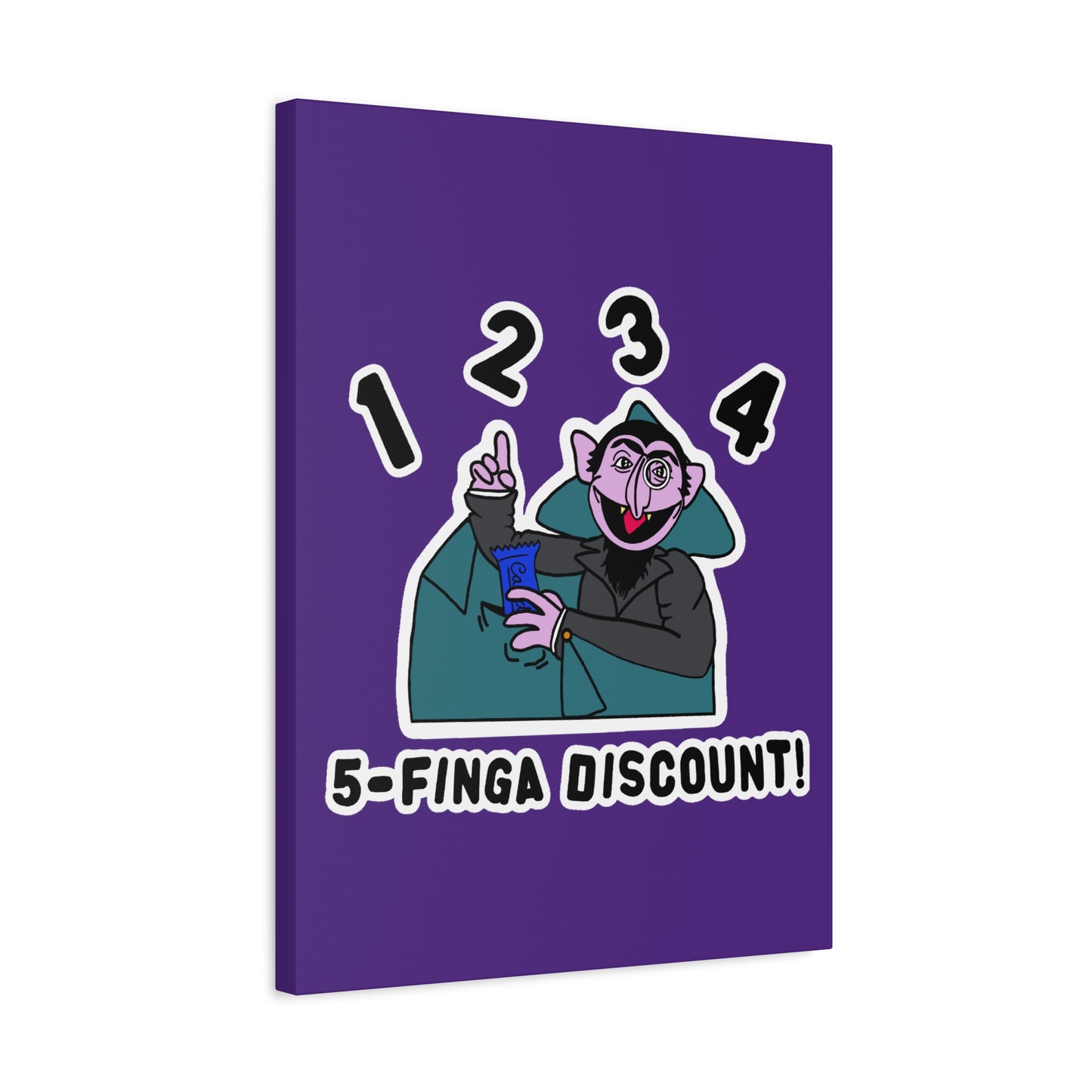Five Finger Discount Canvas Print Light Purple - Sesame Street The Count Parody Art Print