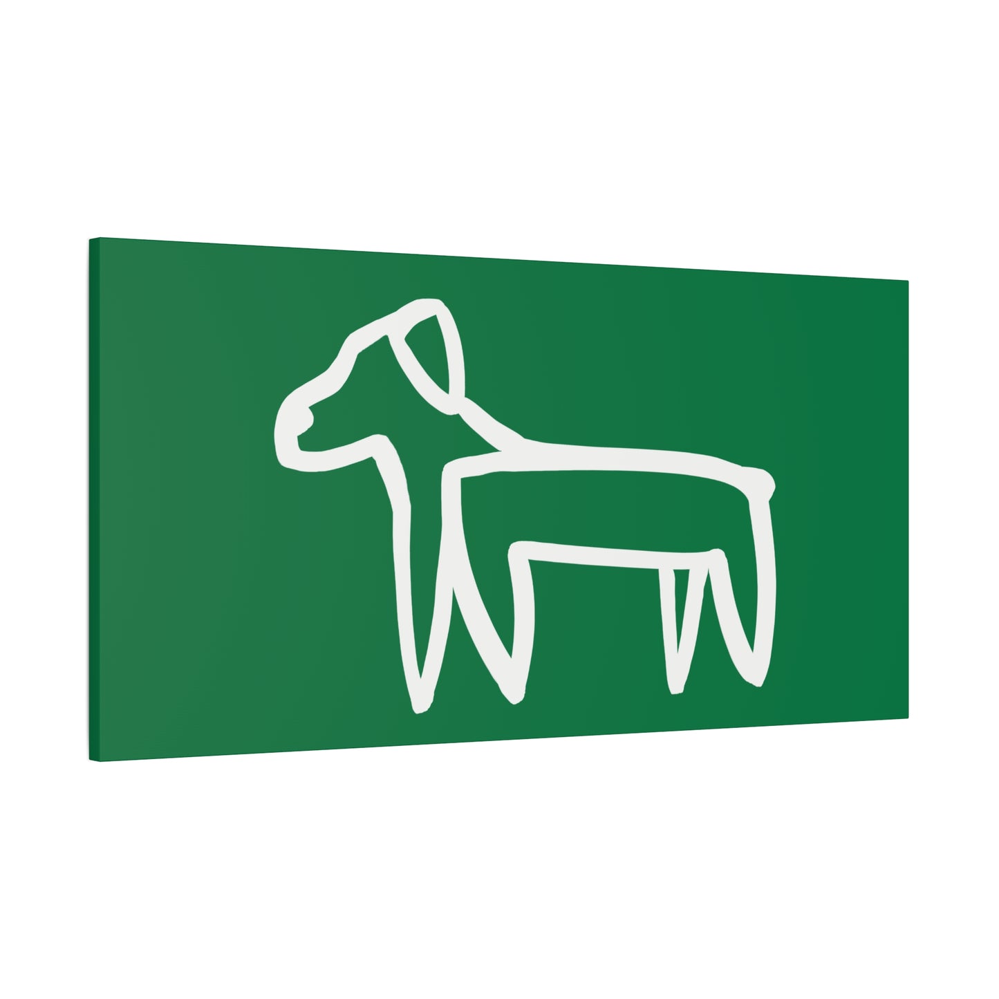 Dog Canvas Print on Green (Transparent Style White Dog) - Dog Art Print