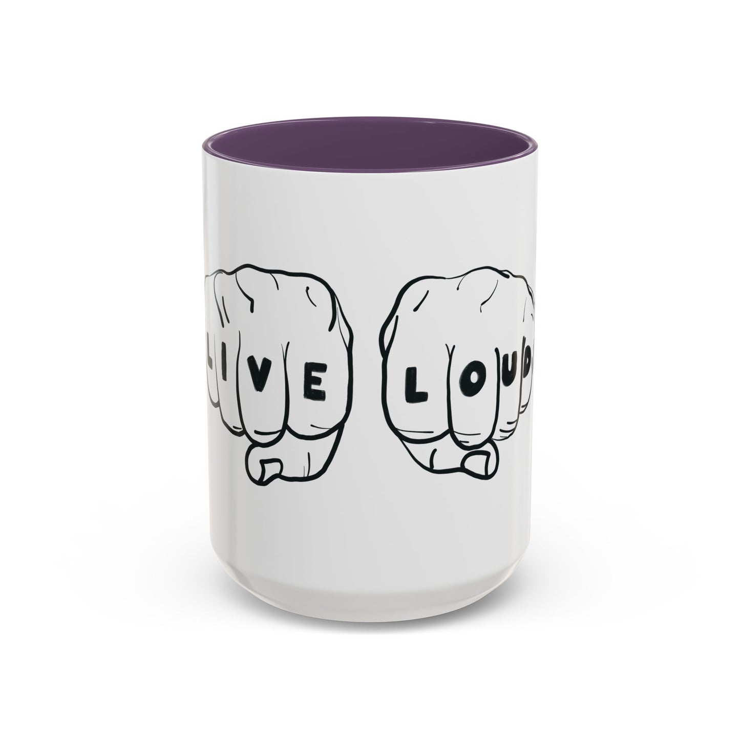 Live Loud Knuckle Tats Tattooed Fists Accent Mug