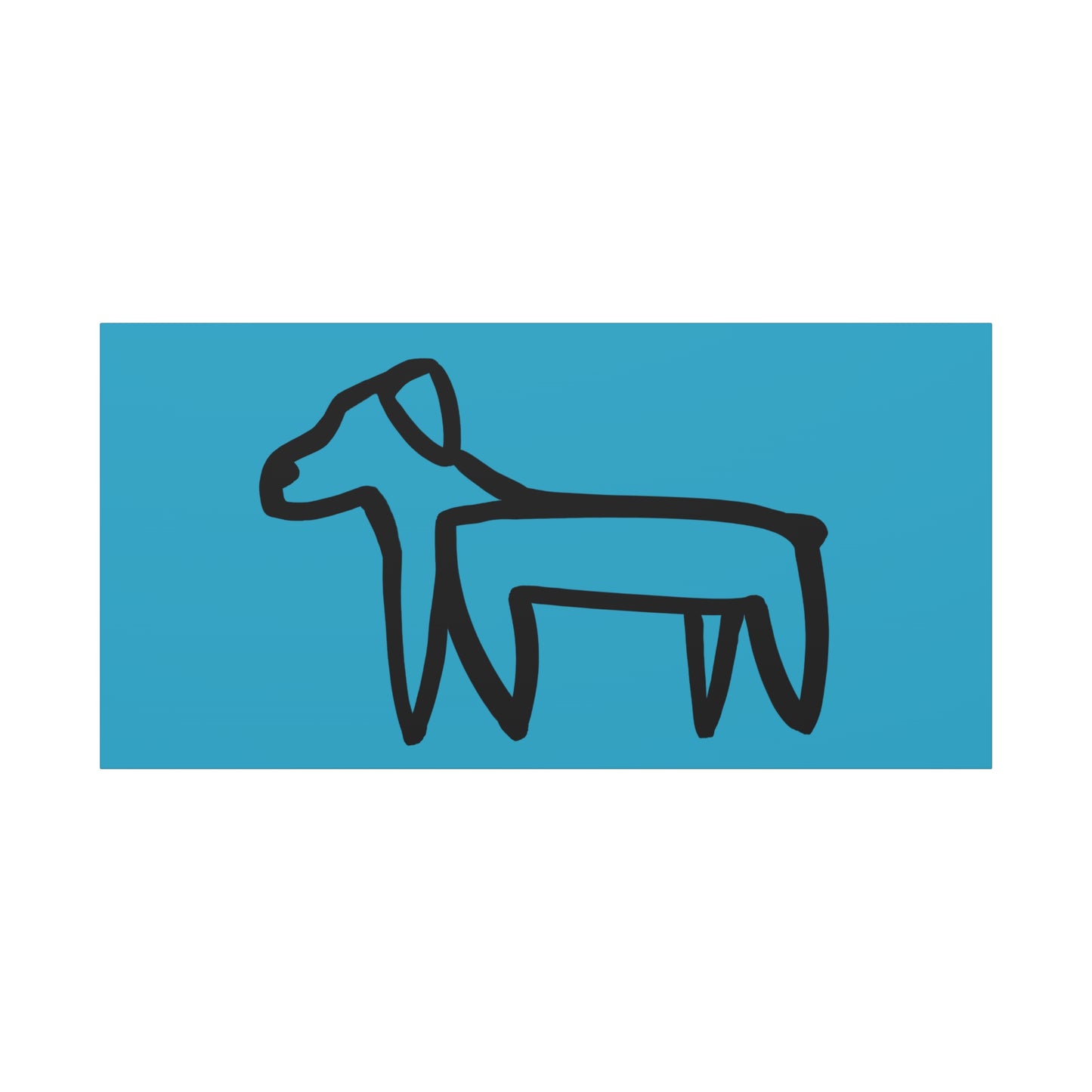 Dog Canvas Print on Turquoise (Transparent Style Black Dog) - Dog Drawing Canvas
