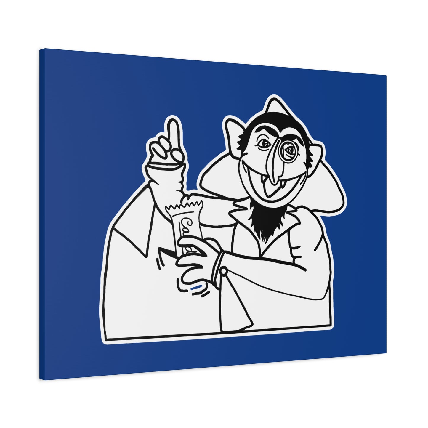 The Count Stealing Candy Outline Canvas Print Dark Blue - Sesame Street The Count Parody Art