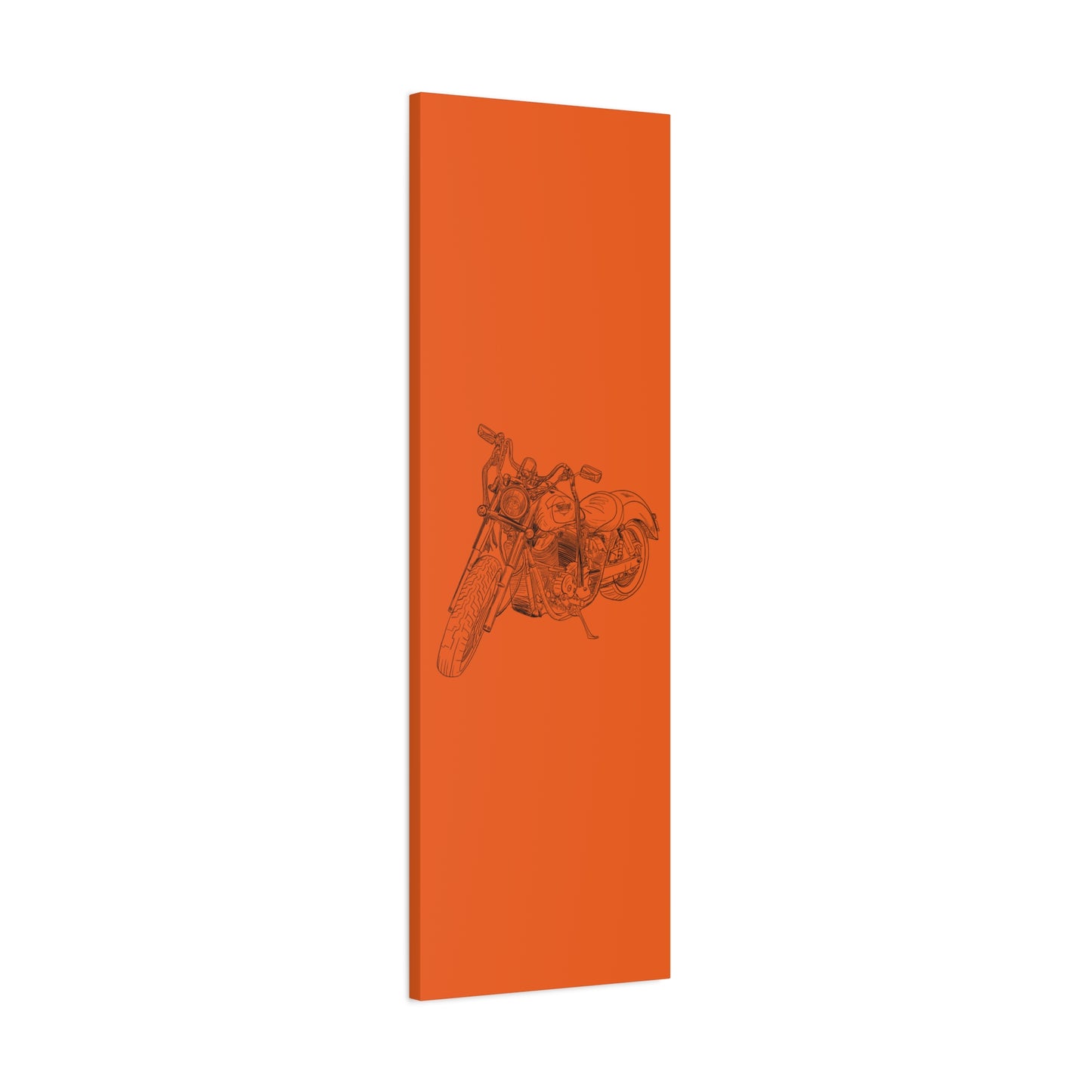 Ride Me Harley Motorcycle Sketch Canvas Print - Black Ink on Orange Background