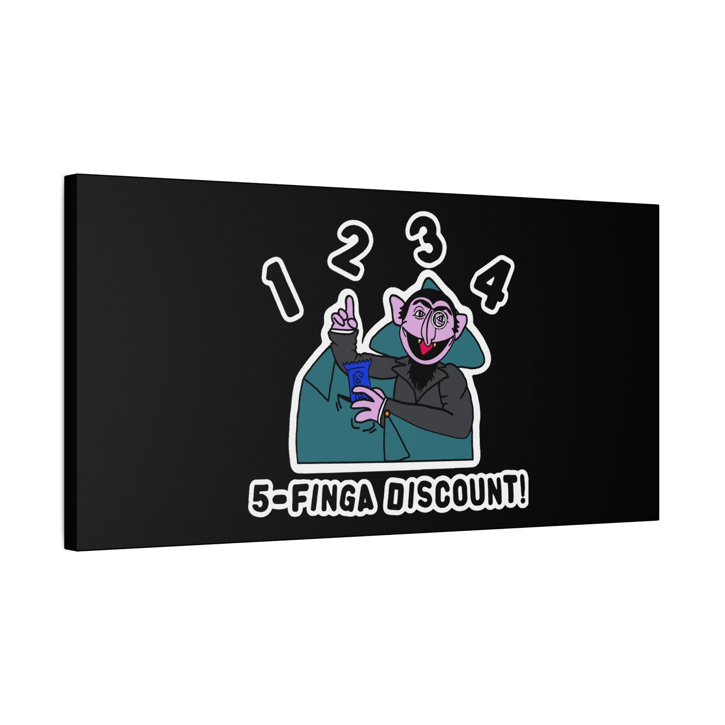 Five Finger Discount Canvas Print Black - Sesame Street The Count Parody Art Print