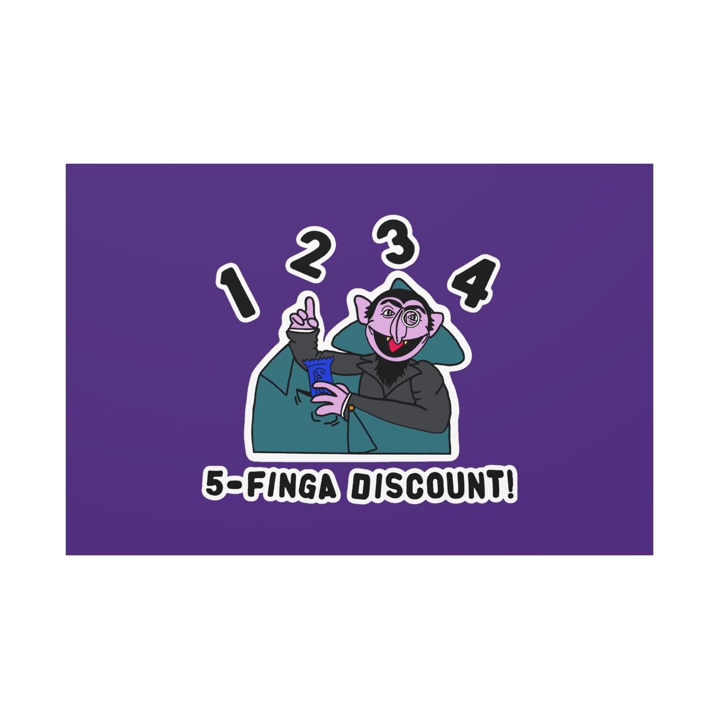Five Finger Discount Canvas Print Light Purple - Sesame Street The Count Parody Art Print