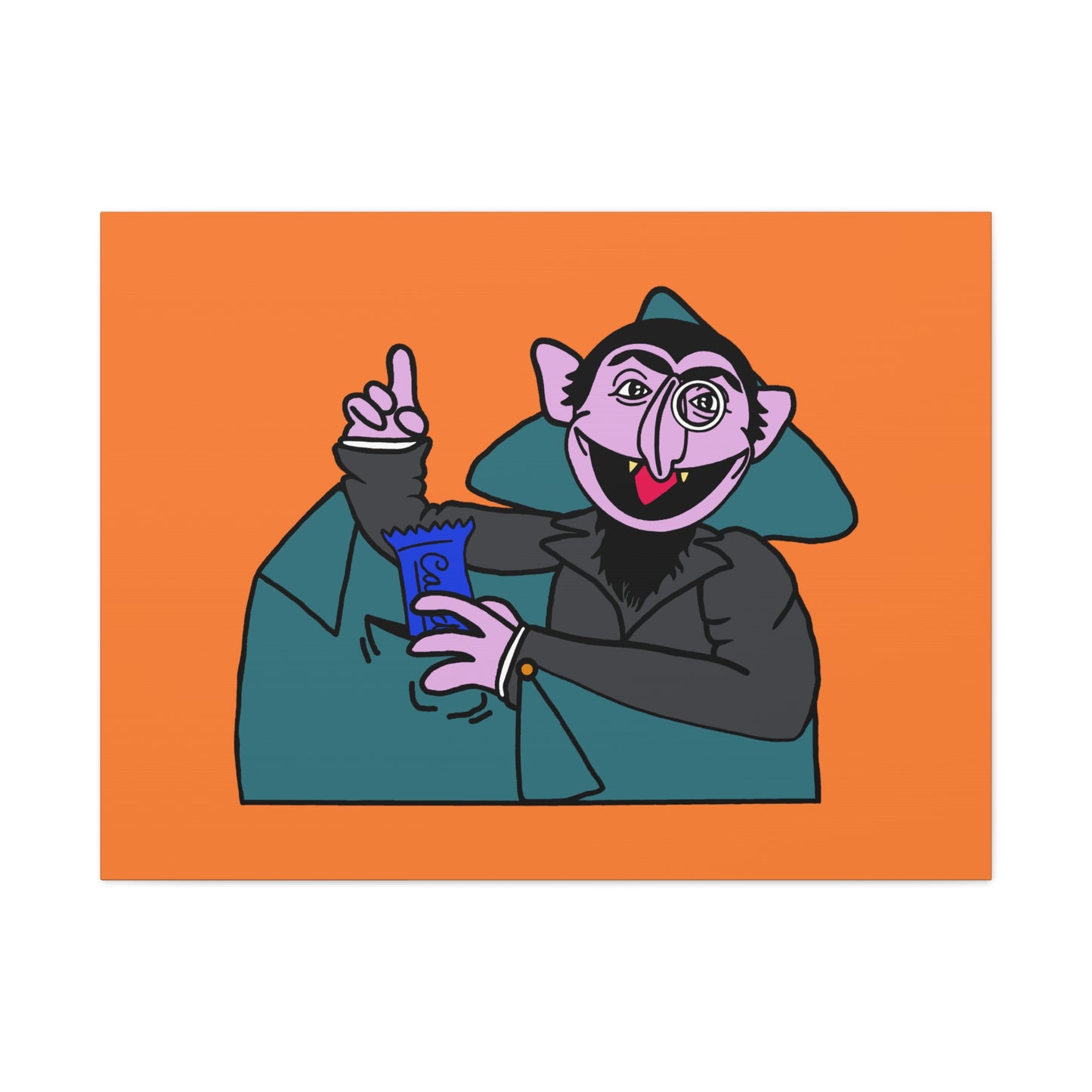 The Count Stealing Candy Canvas Print Orange - Sesame Street The Count Parody Art