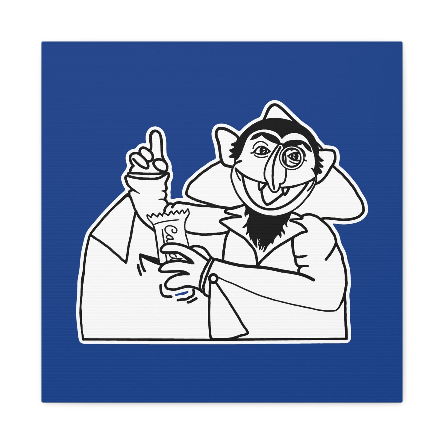 The Count Stealing Candy Outline Canvas Print Dark Blue - Sesame Street The Count Parody Art