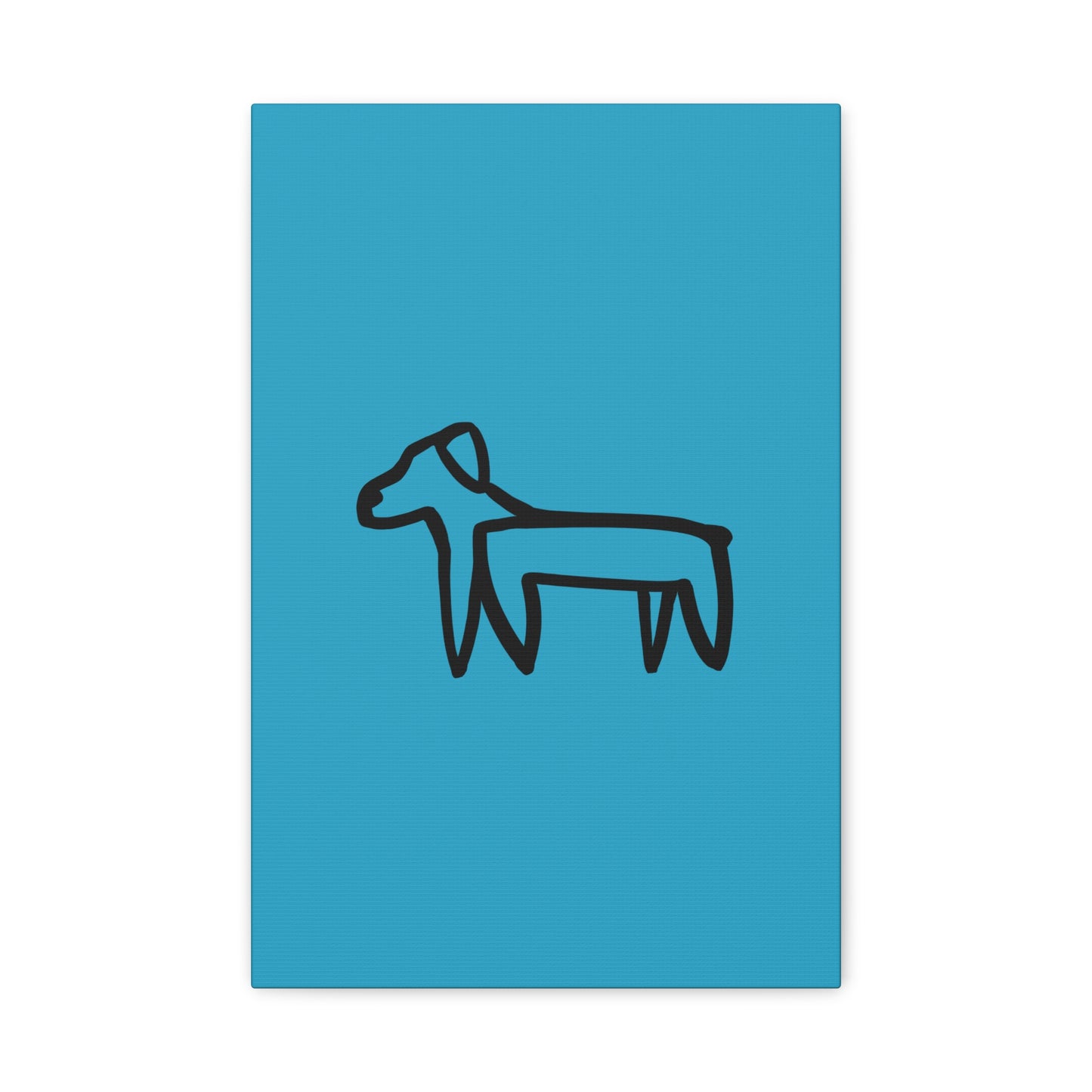 Dog Canvas Print on Turquoise (Transparent Style Black Dog) - Dog Drawing Canvas