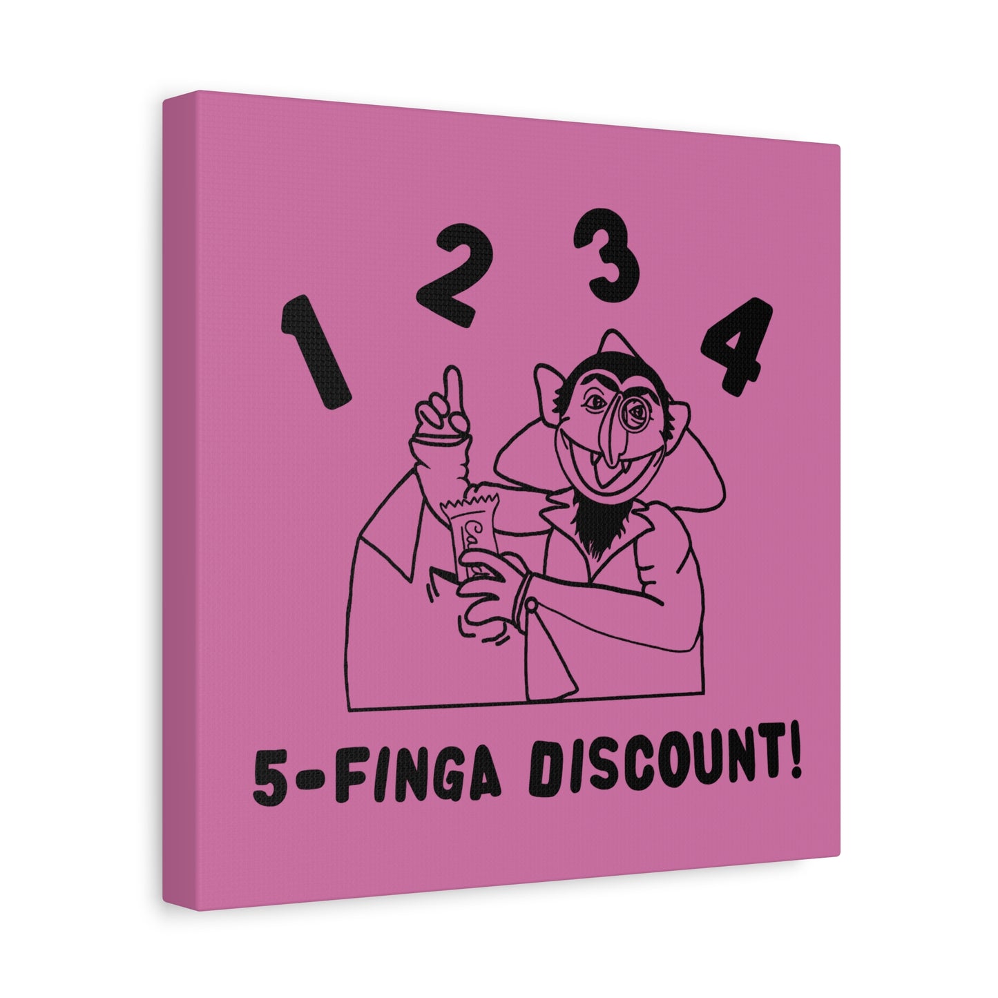 Five Finger Discount Outline Canvas Print Light Pink - Sesame Street The Count Parody Art Print