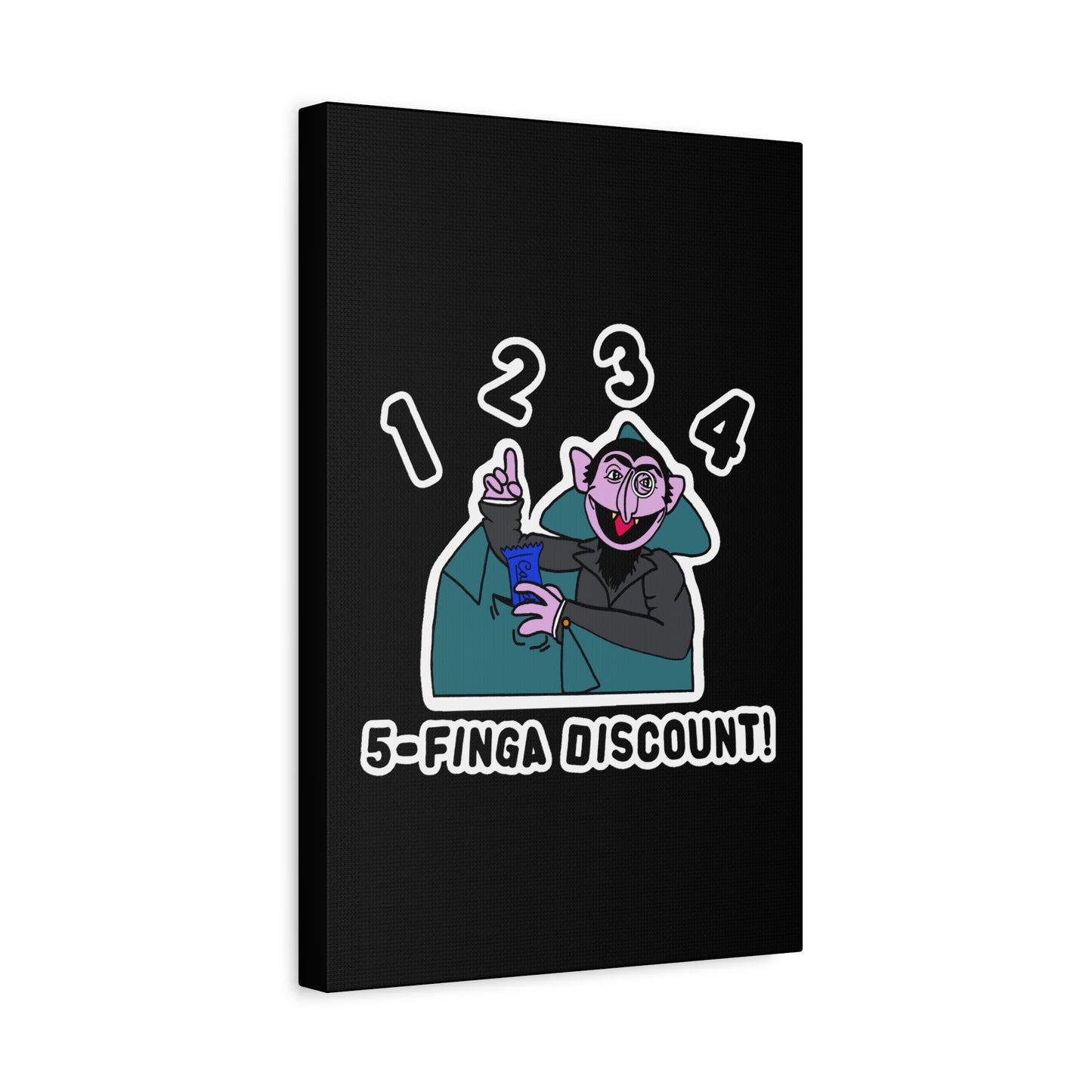 Five Finger Discount Canvas Print Black - Sesame Street The Count Parody Art Print