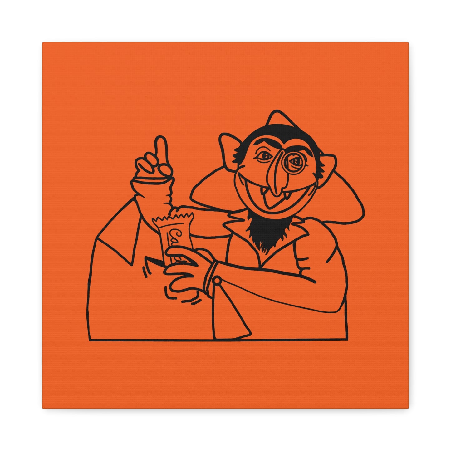 The Count Stealing Candy Outline Canvas Print Orange - Sesame Street The Count Parody Art Print