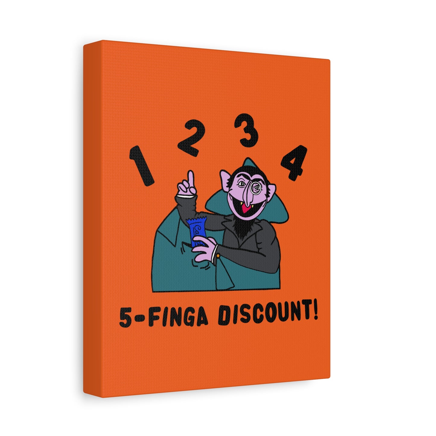 Five Finger Discount Canvas Print Orange - Sesame Street The Count Parody Art Print