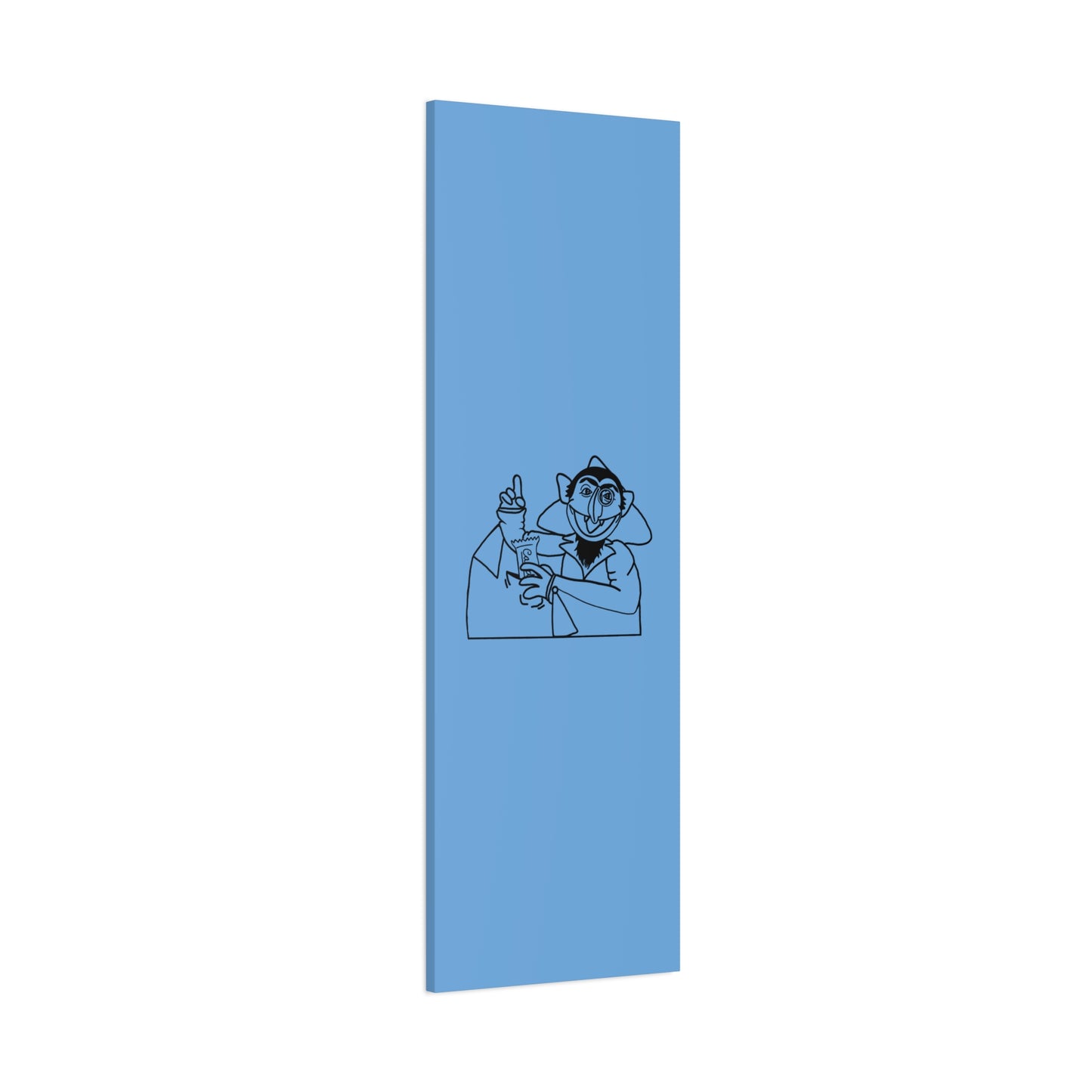 The Count Stealing Candy Outline Canvas Print Light Blue - Sesame Street The Count Parody Art
