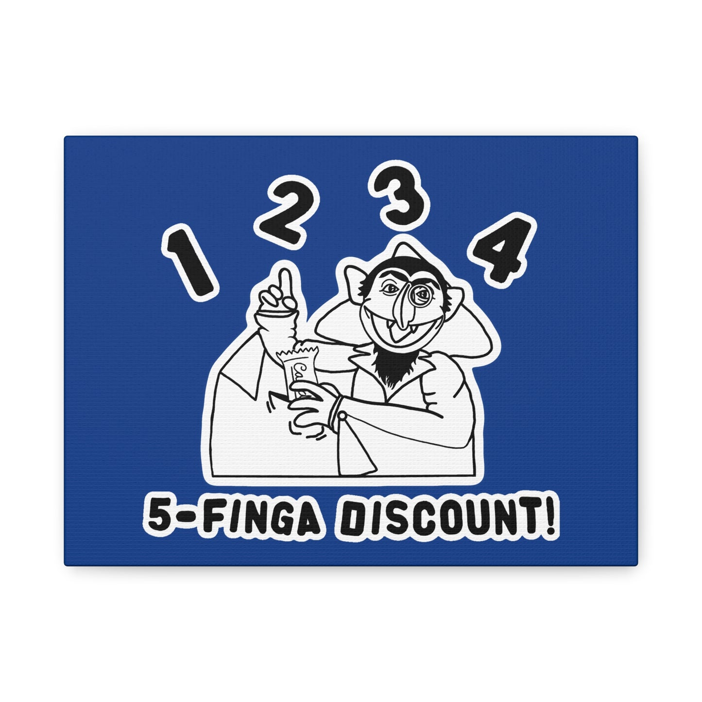 Five Finger Discount Outline Canvas Print Dark Blue - Sesame Street The Count Parody Art Print