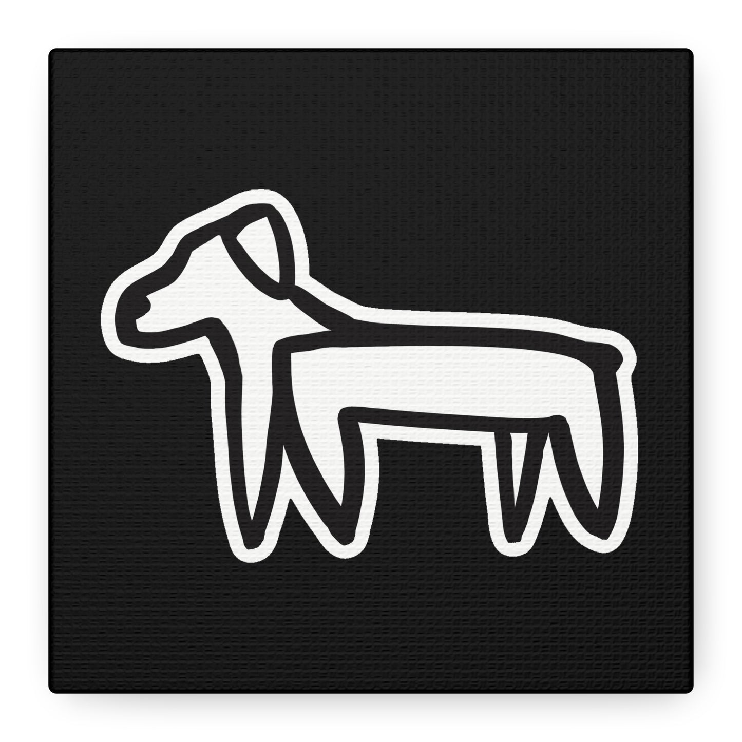 Dog Canvas Print on Black (Sticker Style Dog) - Dog Art Print