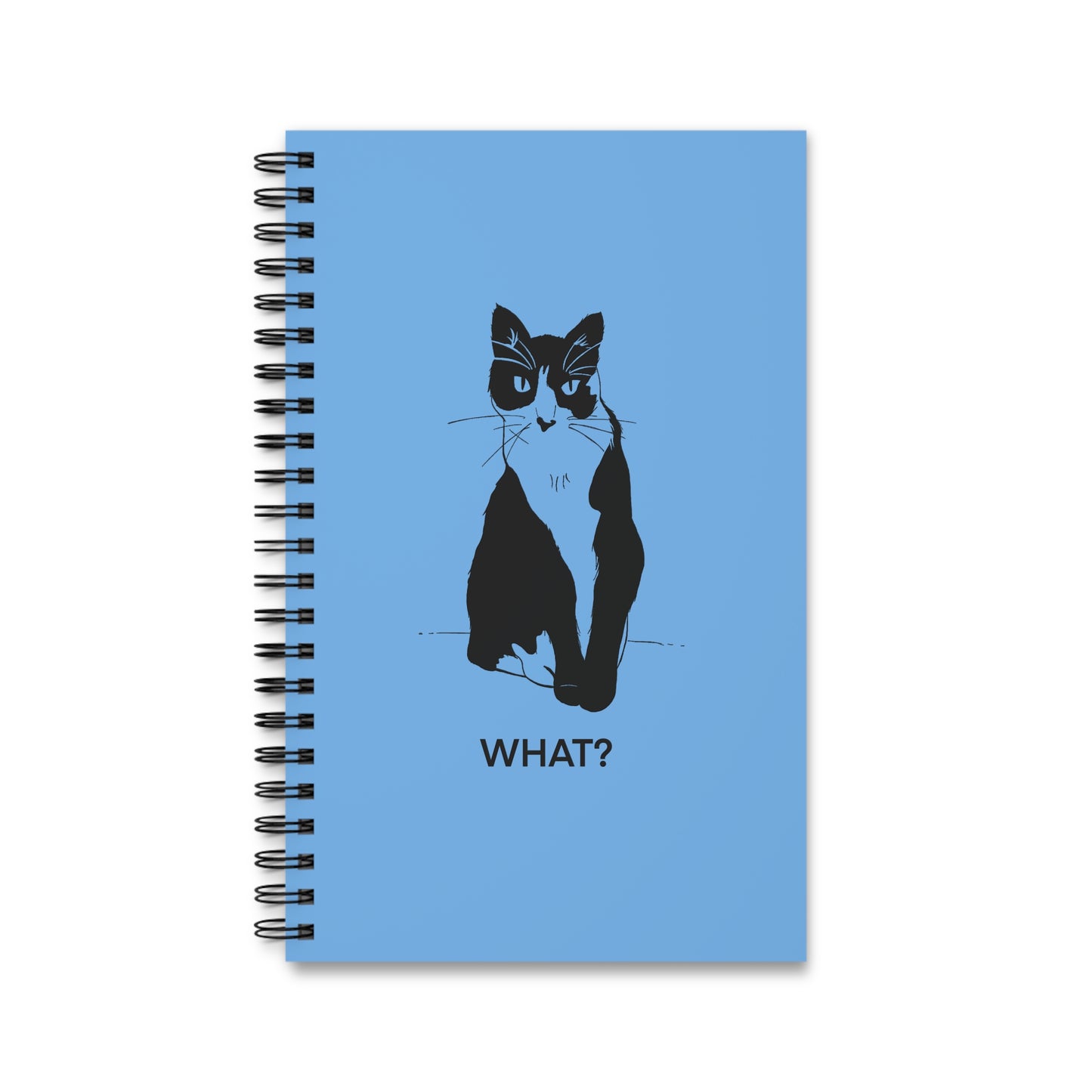 Cattitude Notebook in Light Blue (Transparent Style Cat) - Cat Spiral Notebook