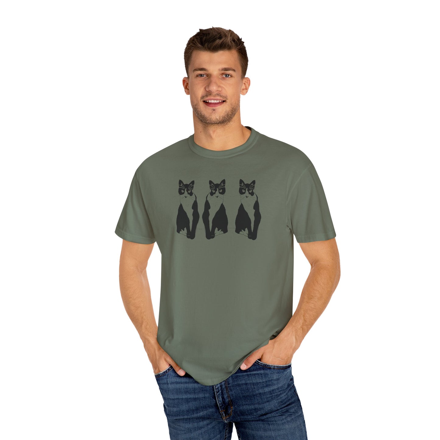Cat x3 Tee (Transparent Style Cat) - Cat Drawing Shirt