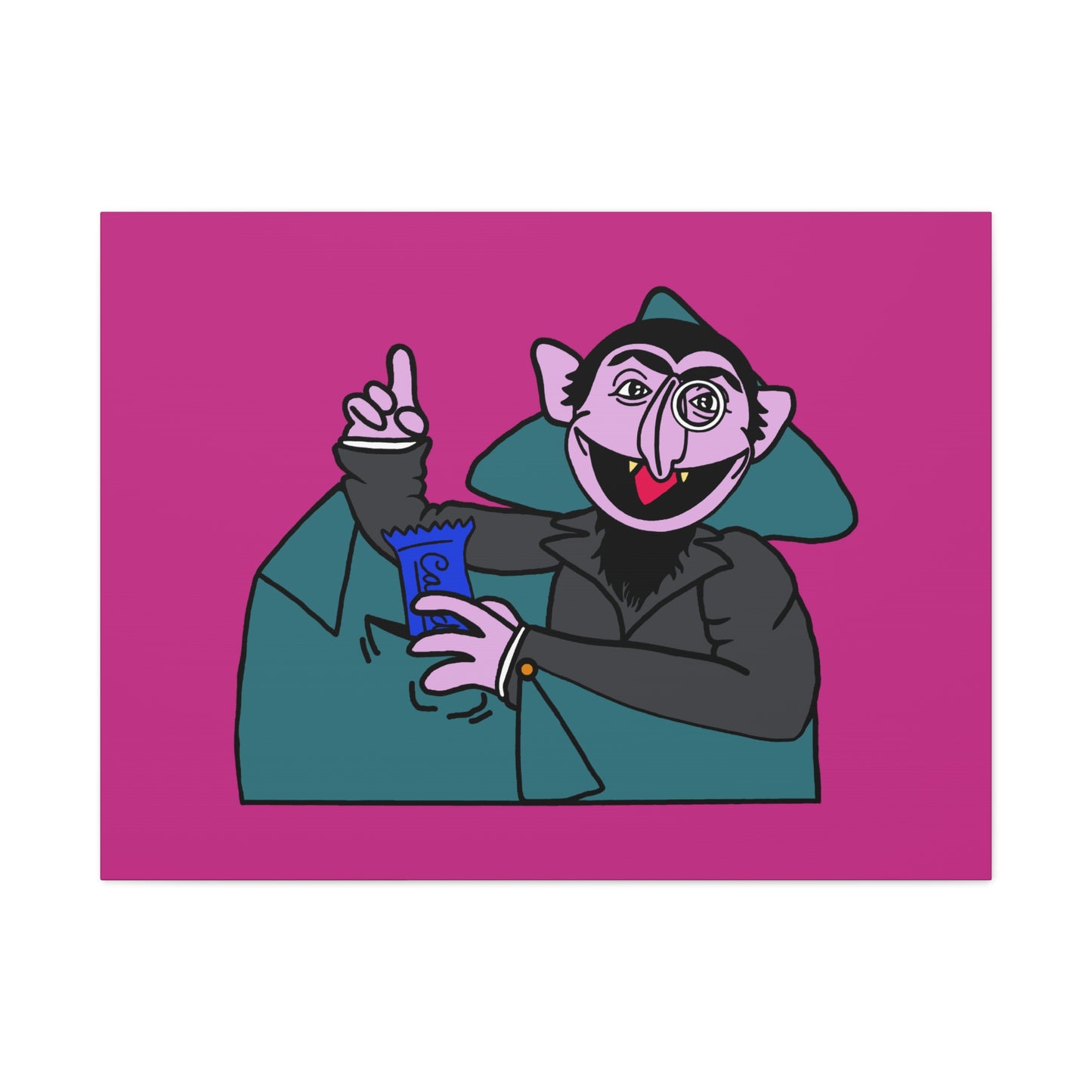 The Count Stealing Candy Canvas Print Pink - Sesame Street The Count Parody Art
