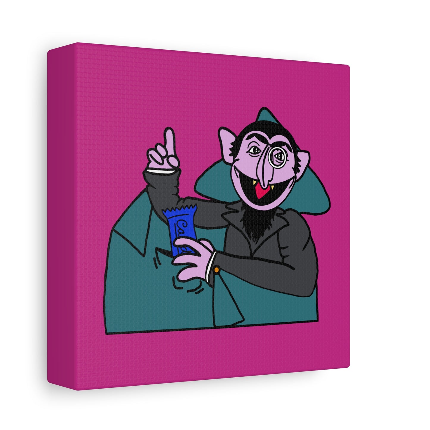 The Count Stealing Candy Canvas Print Pink - Sesame Street The Count Parody Art