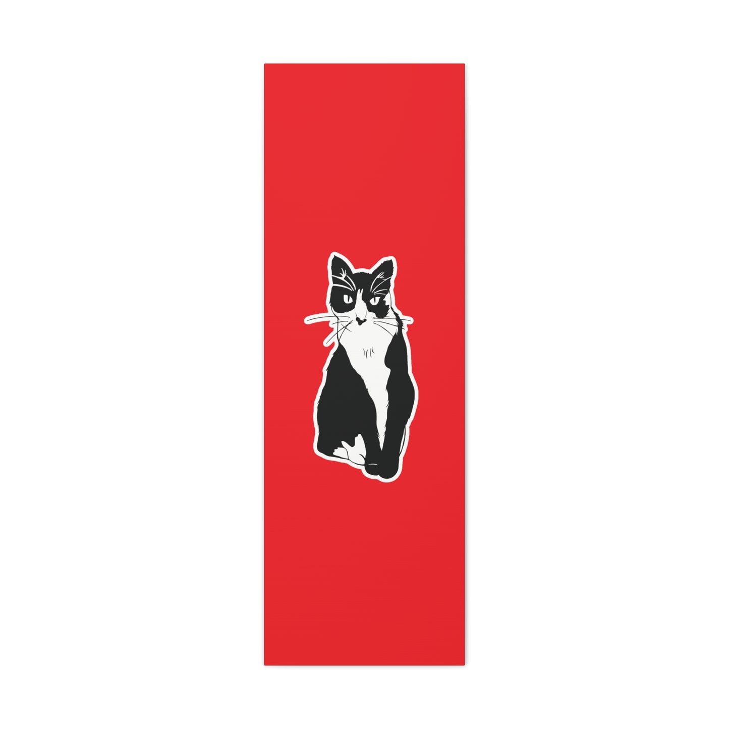 Cat Canvas Print on Red (Sticker Style Cat) - Cat Drawing Art