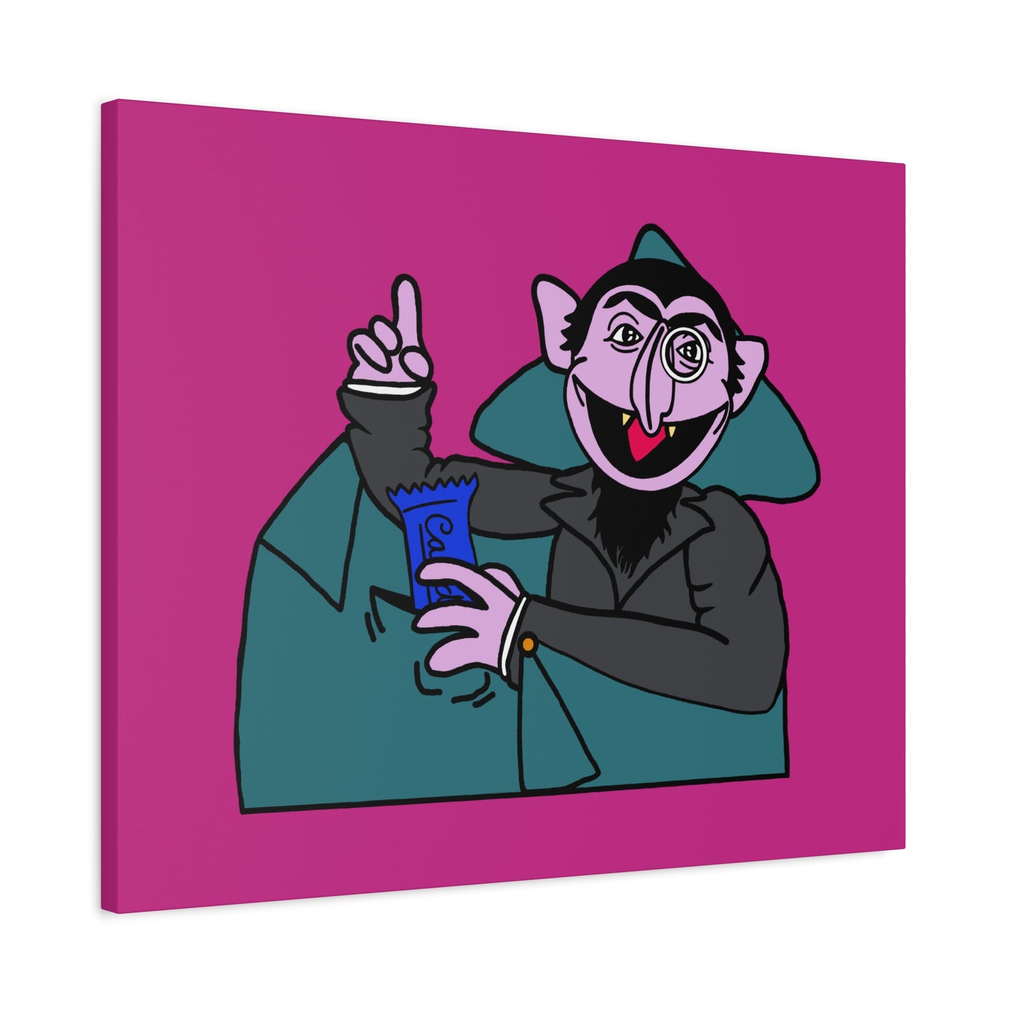 The Count Stealing Candy Canvas Print Pink - Sesame Street The Count Parody Art