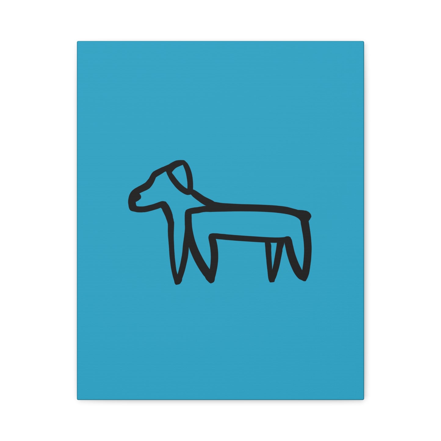 Dog Canvas Print on Turquoise (Transparent Style Black Dog) - Dog Drawing Canvas