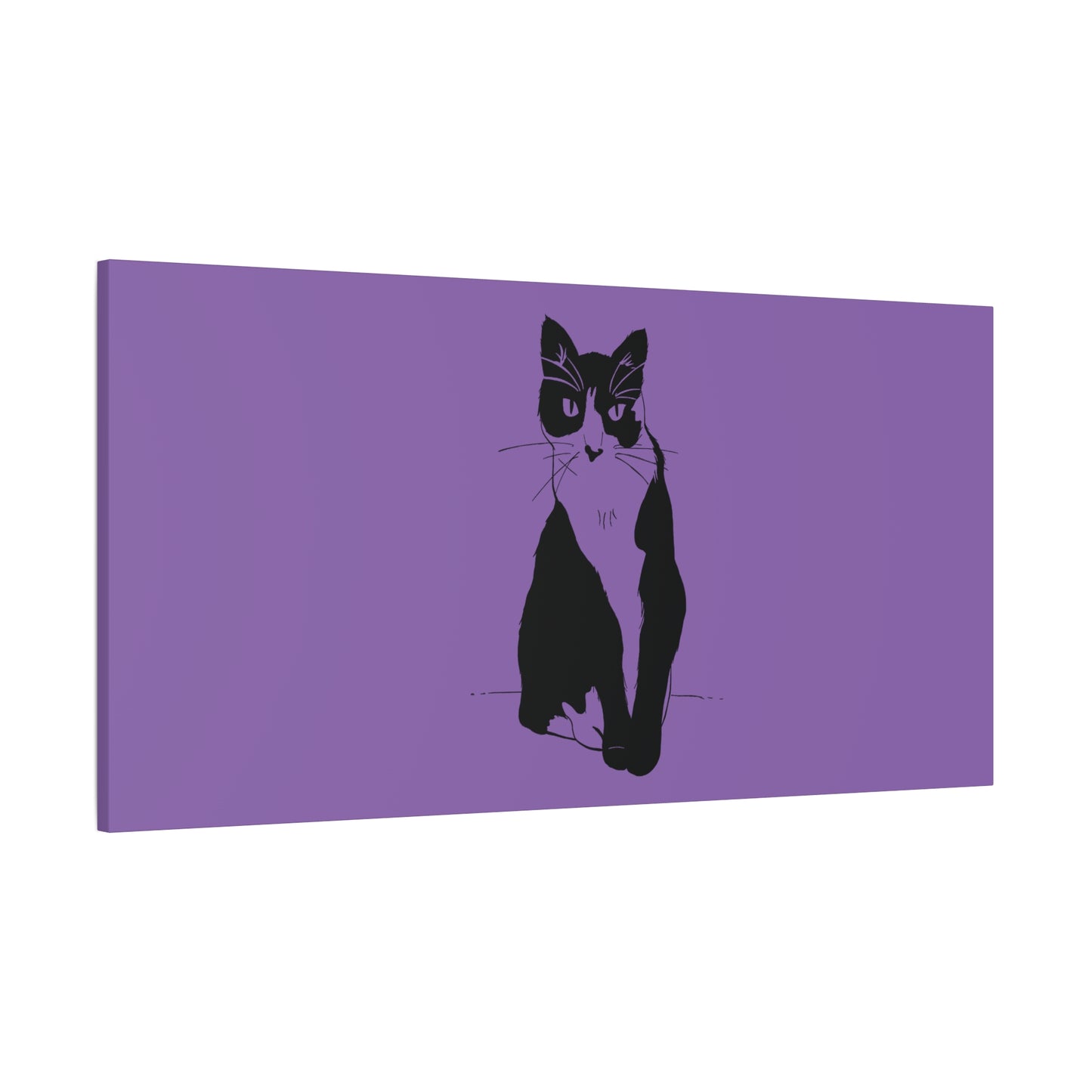Cat Canvas Print on Purple (Transparent Style Cat) - Cat Drawing Art