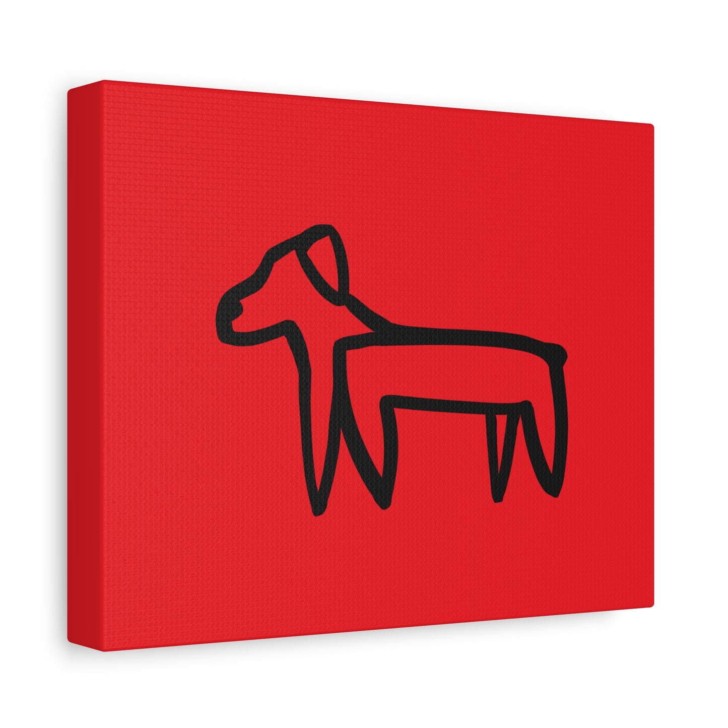 Dog Canvas Print on Red (Transparent Style Black Dog) - Dog Drawing Canvas