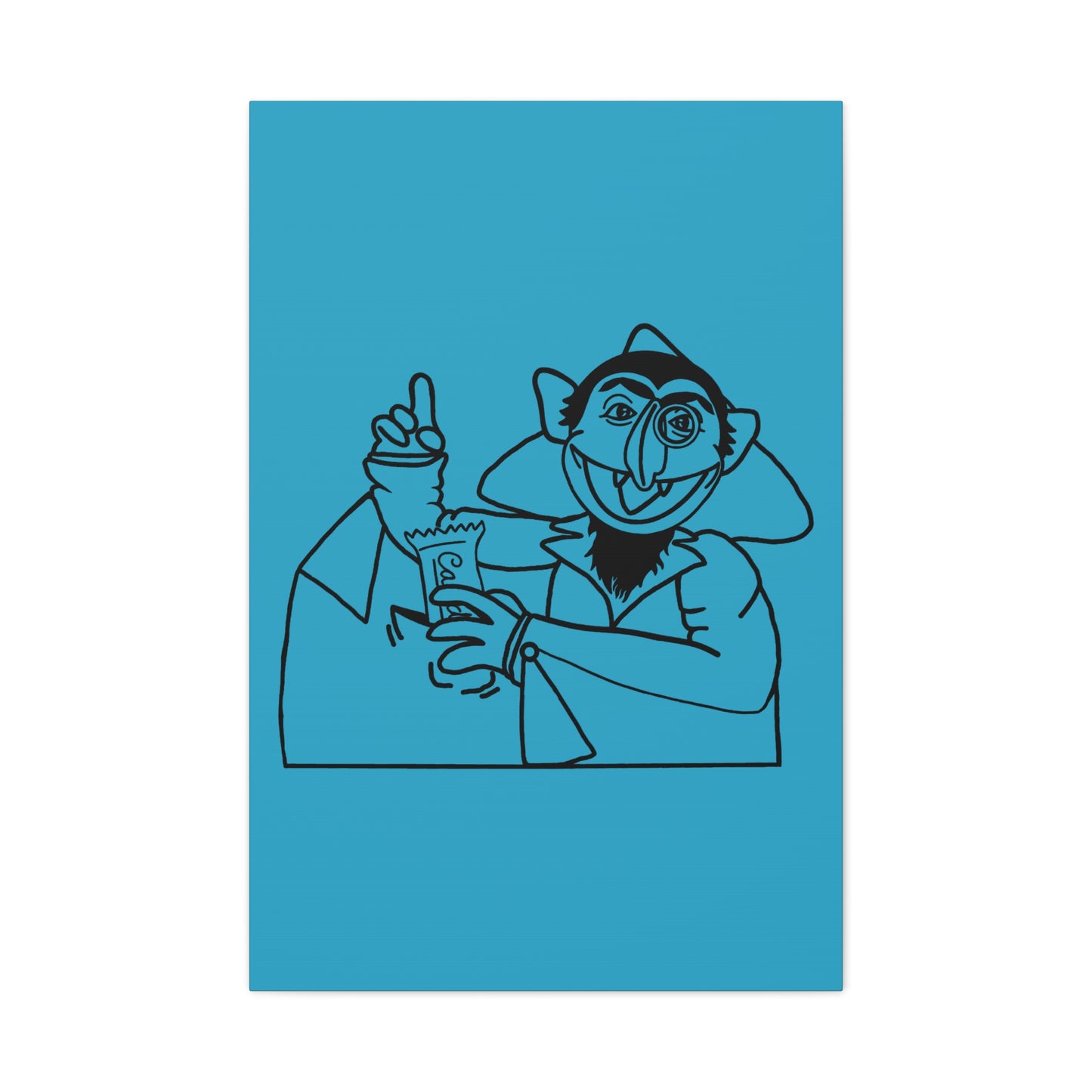 The Count Stealing Candy Outline Canvas Print Turquoise - Sesame Street The Count Art Print