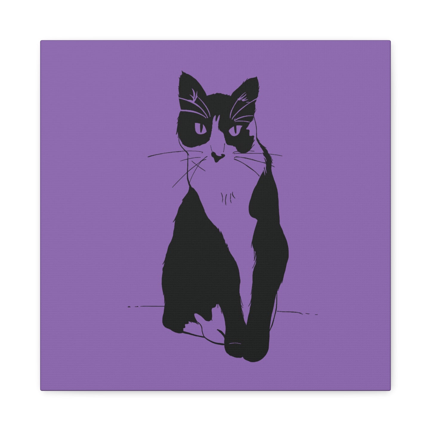 Cat Canvas Print on Purple (Transparent Style Cat) - Cat Drawing Art