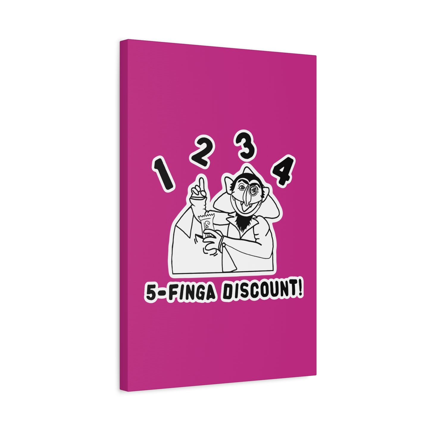 Five Finger Discount Outline Canvas Print Pink - Sesame Street The Count Parody Art Print