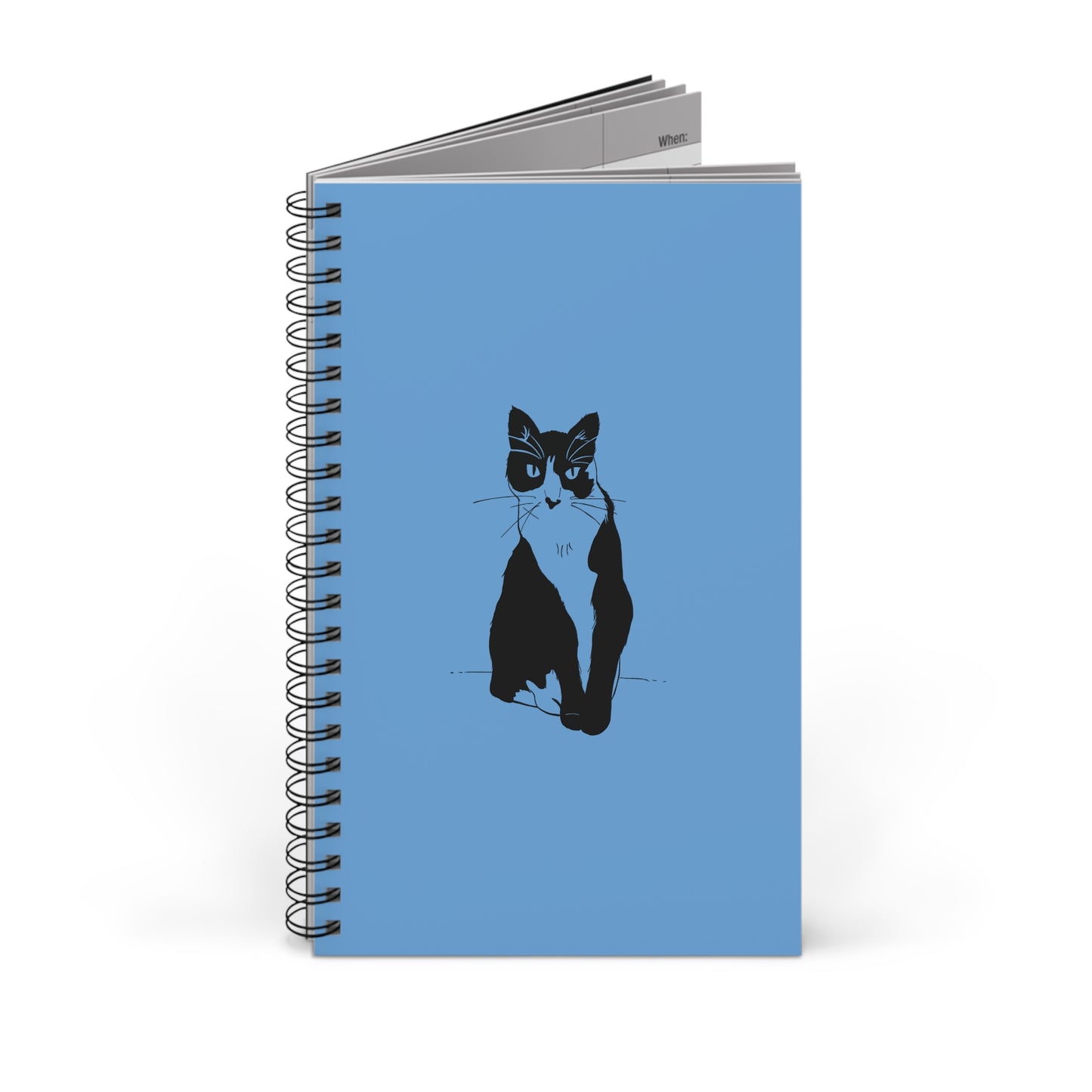 Cat Notebook in Light Blue (Transparent Style Cat) - Cat Spiral Notebook