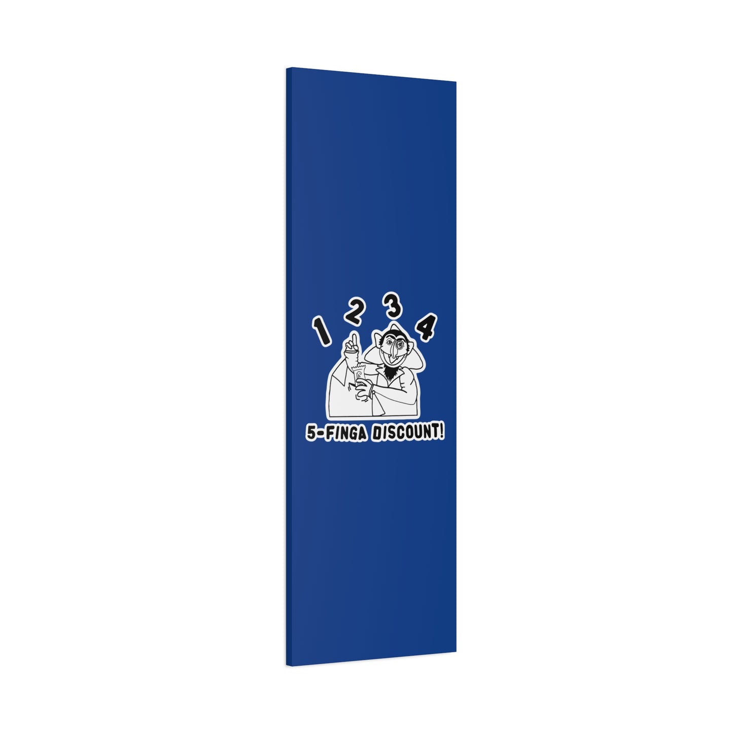 Five Finger Discount Outline Canvas Print Dark Blue - Sesame Street The Count Parody Art Print