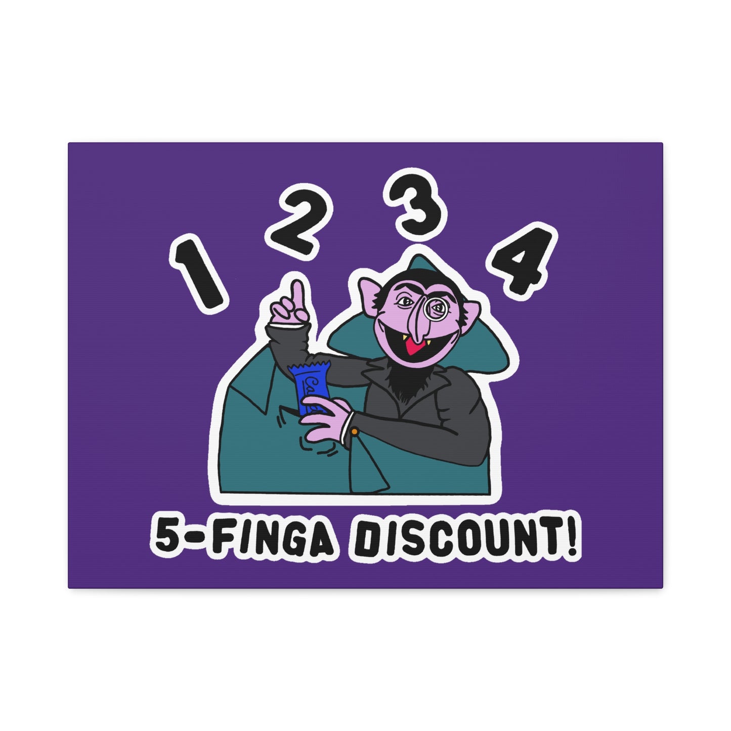 Five Finger Discount Canvas Print Light Purple - Sesame Street The Count Parody Art Print