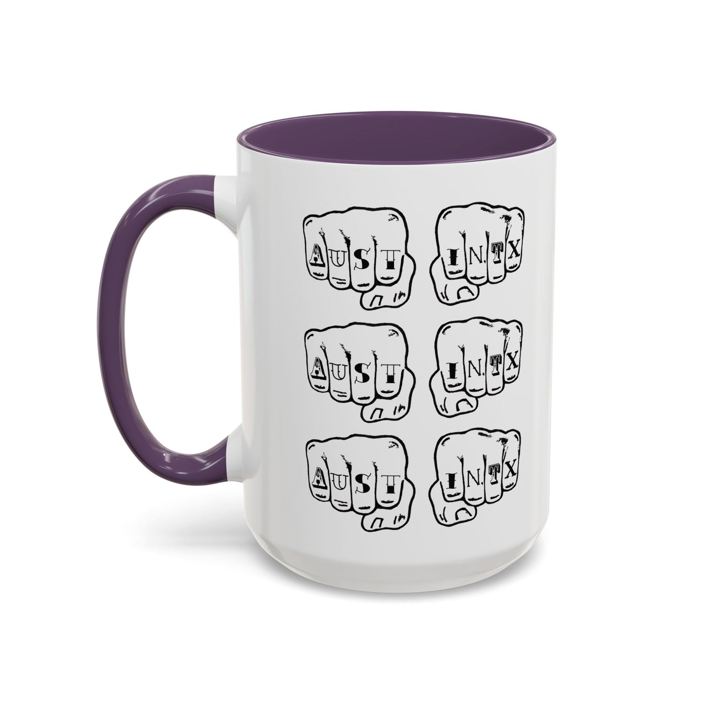 Austin Knuckle Tats Tattooed Fists Accent Mug Fists Stack Edition