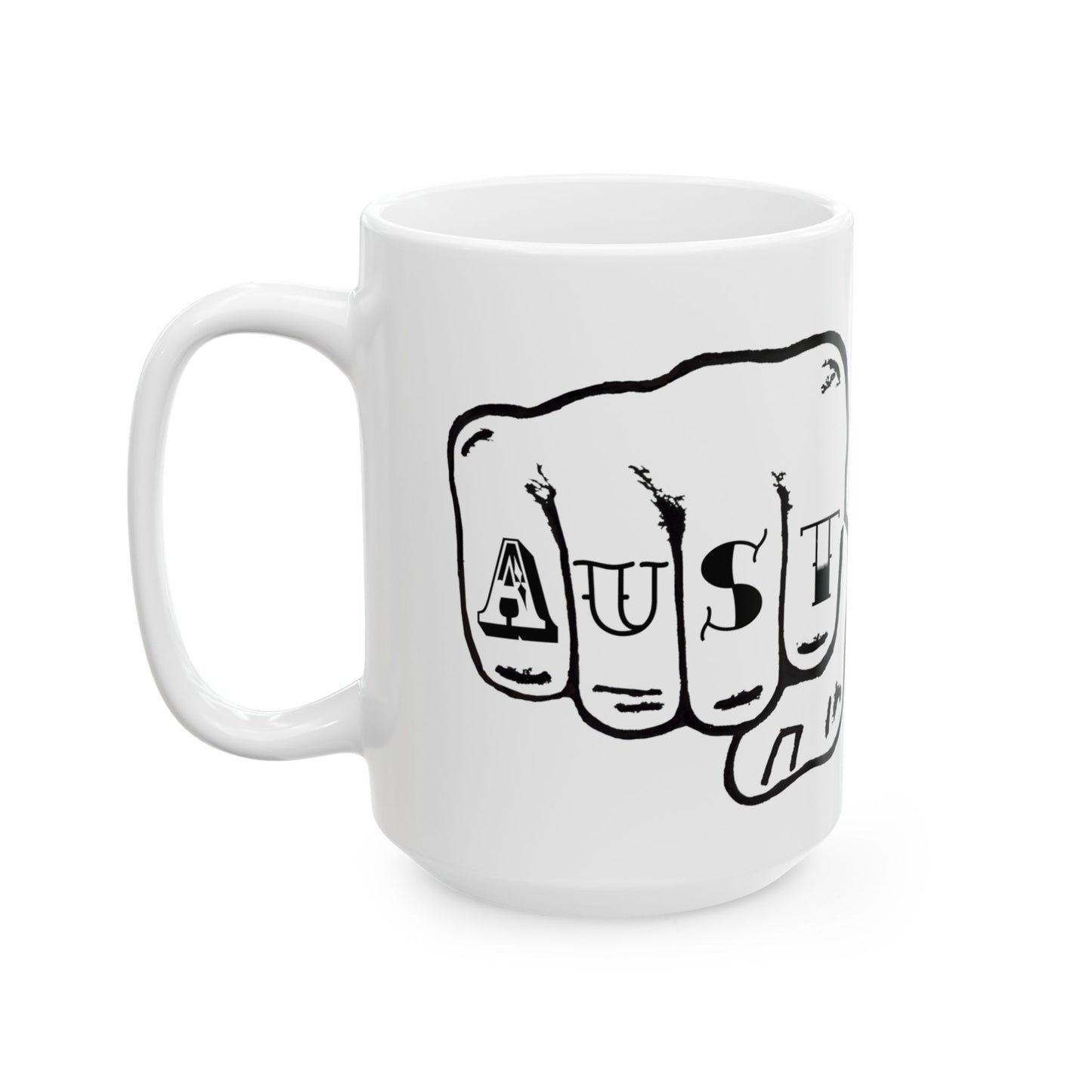 Austin Texas Knuckle Tats Tattooed Fists Mug
