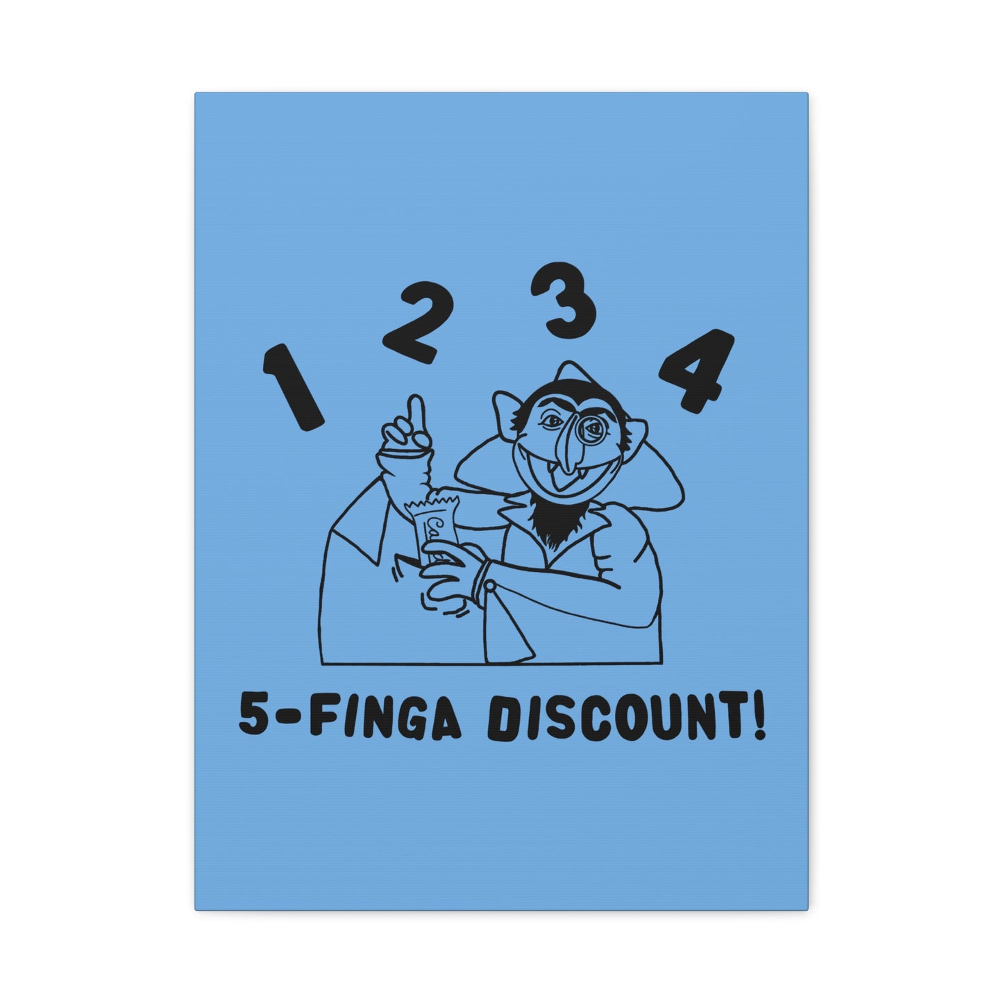 Five Finger Discount Outline Canvas Print Light Blue - Sesame Street The Count Parody Art Print