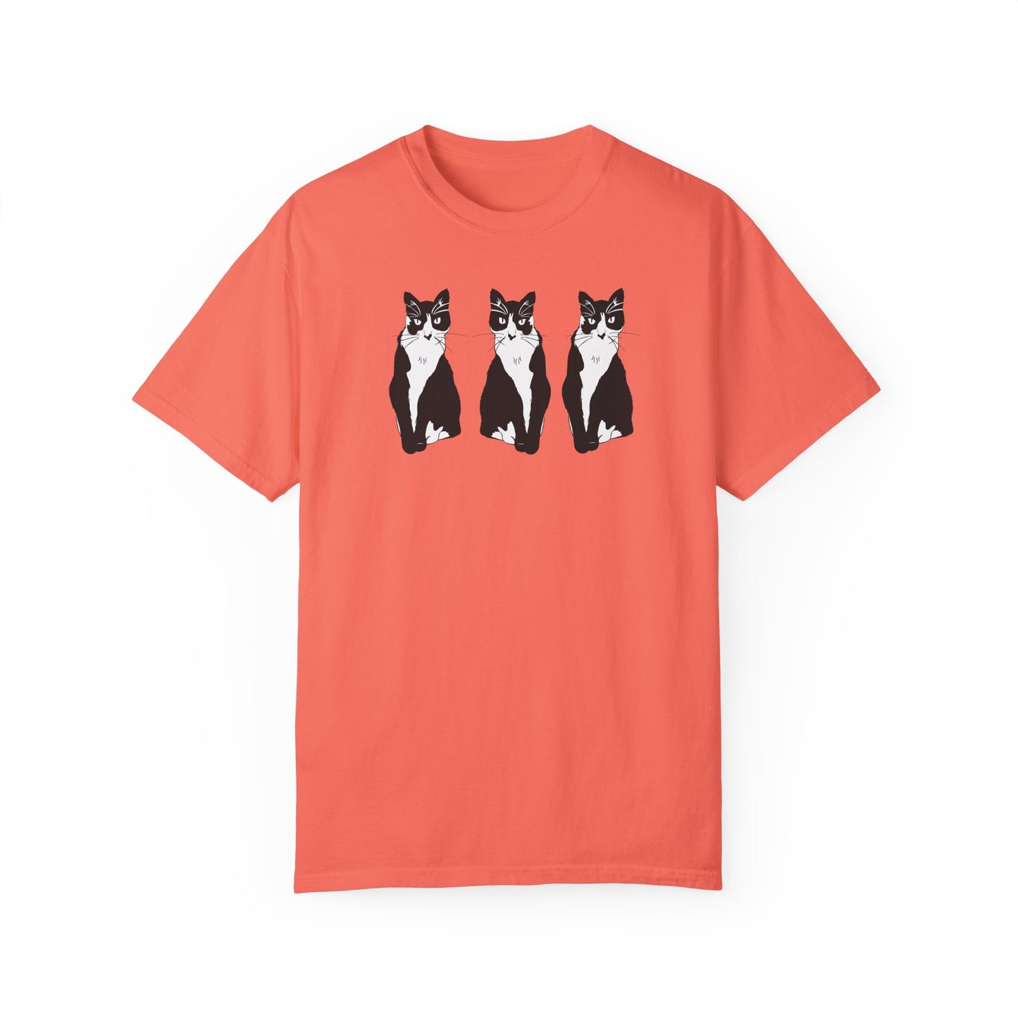 Cat x3 Tee (B&W Style Cat) - Cat Drawing Shirt