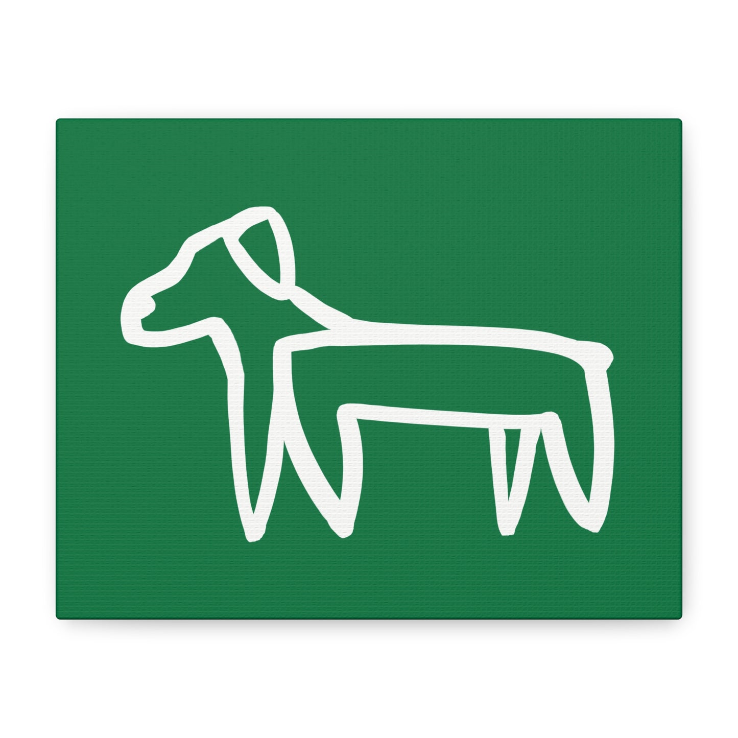 Dog Canvas Print on Green (Transparent Style White Dog) - Dog Art Print