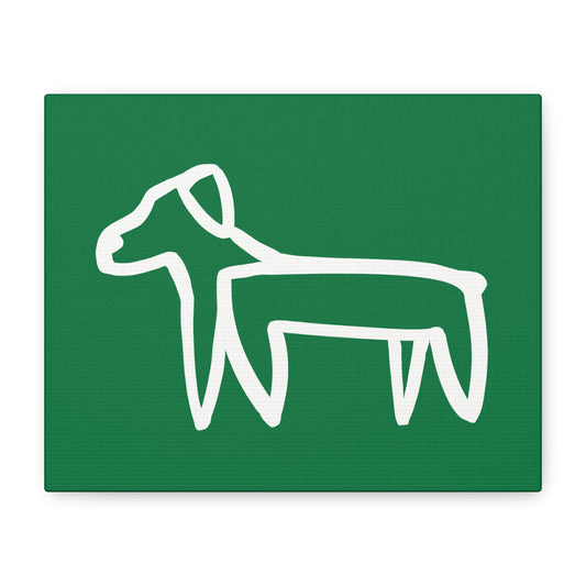 Dog Canvas Print on Green (Transparent Style White Dog) - Dog Art Print