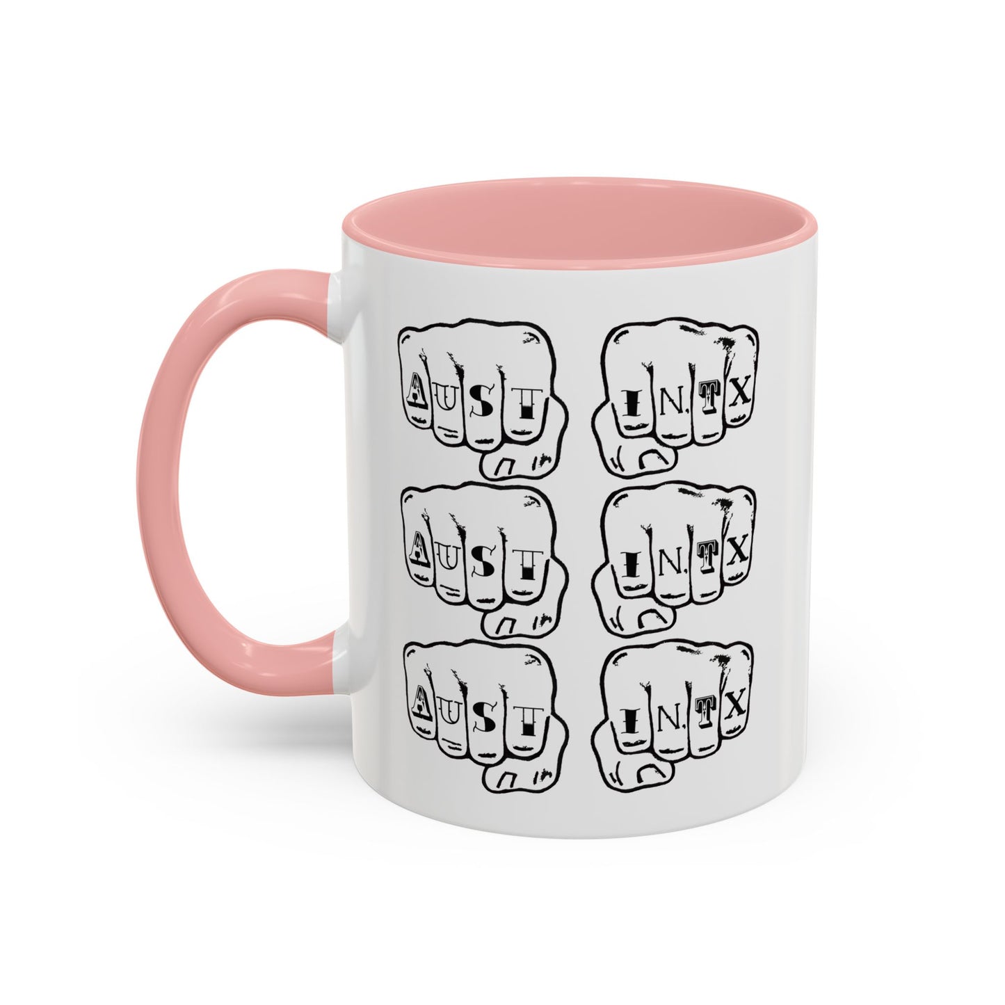 Austin Knuckle Tats Tattooed Fists Accent Mug Fists Stack Edition