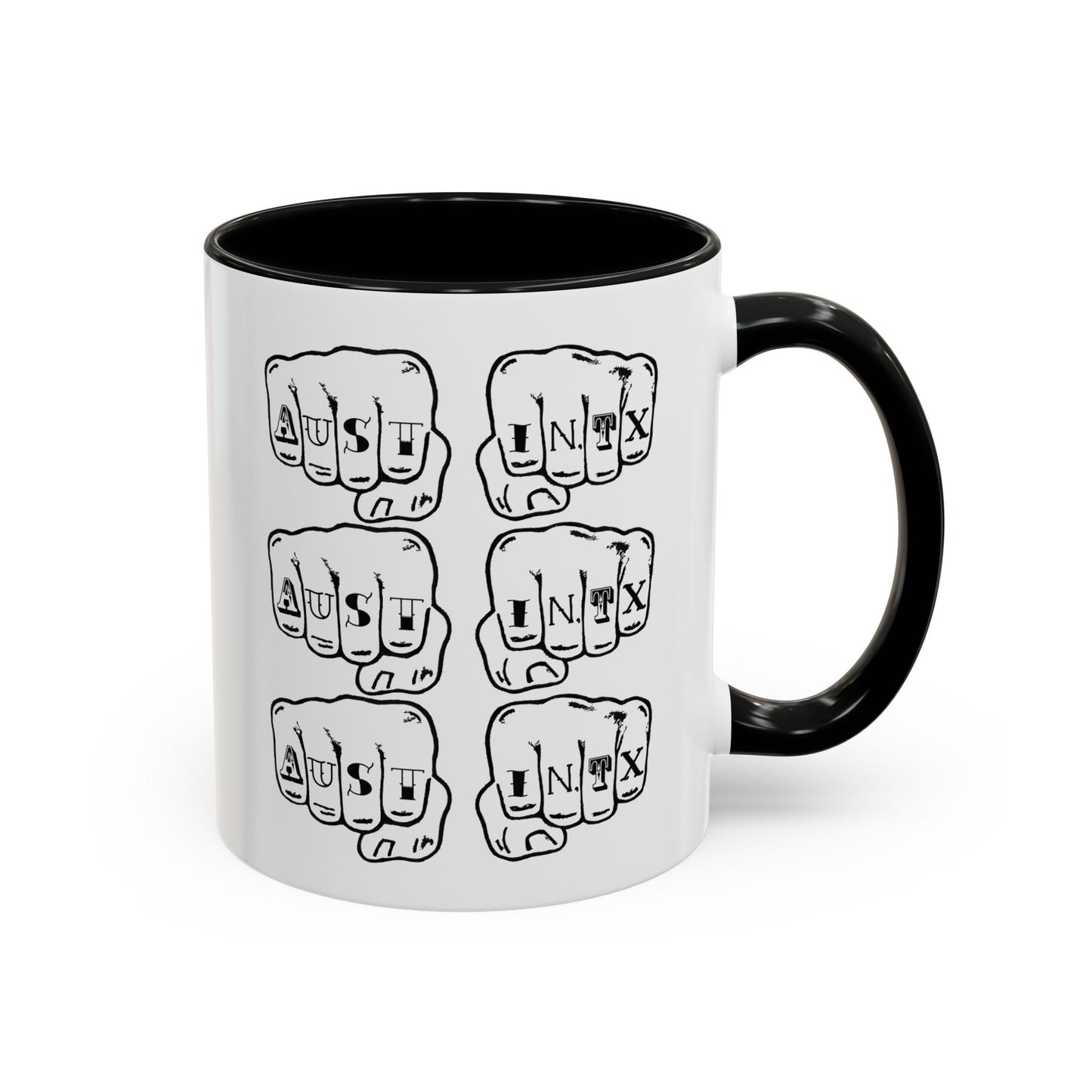 Austin Knuckle Tats Tattooed Fists Accent Mug Fists Stack Edition