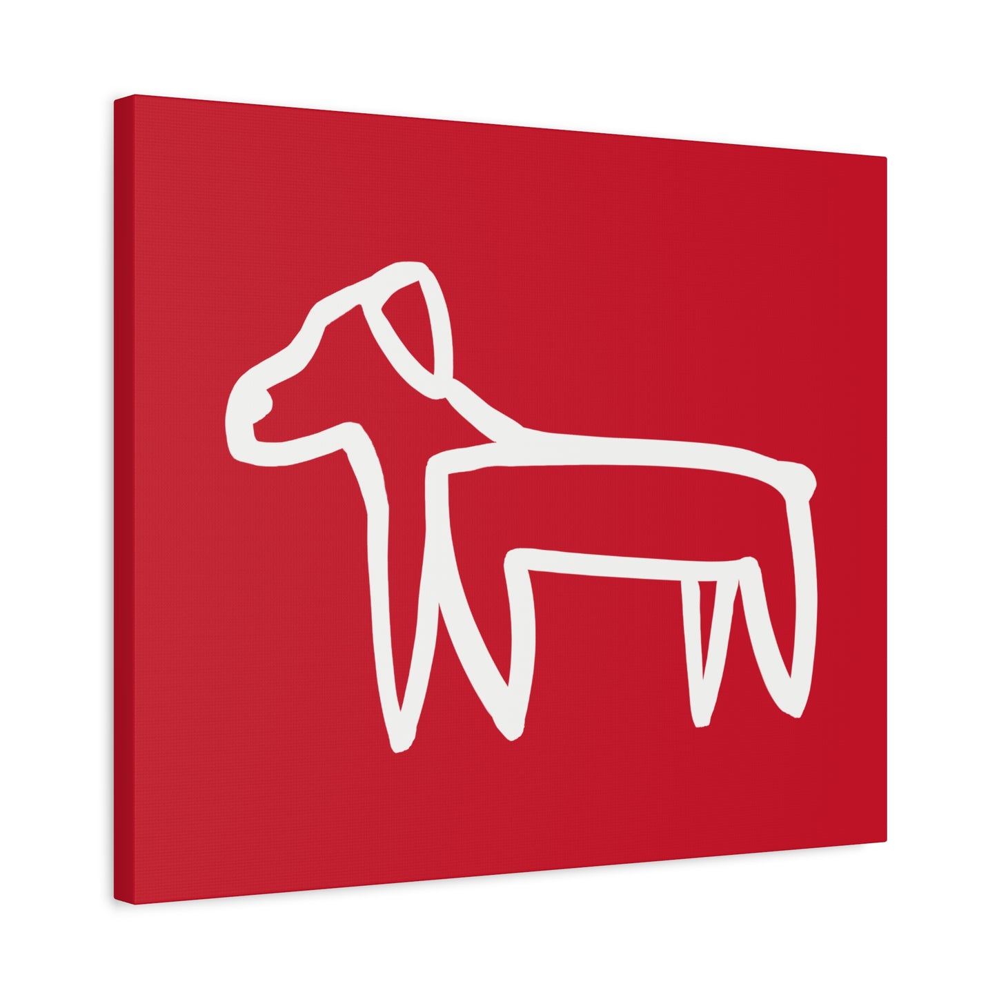 Dog Canvas Print on Red (Transparent Style White Dog) - Dog Art Print