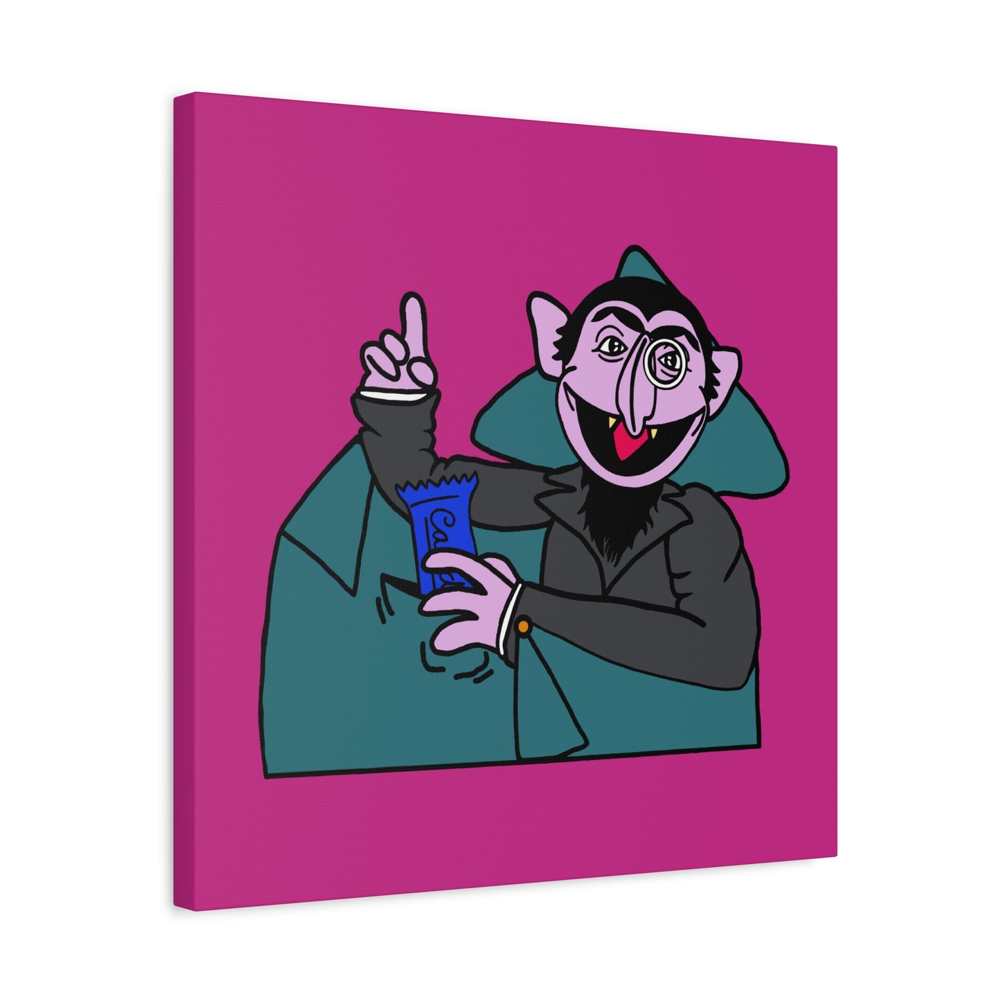 The Count Stealing Candy Canvas Print Pink - Sesame Street The Count Parody Art