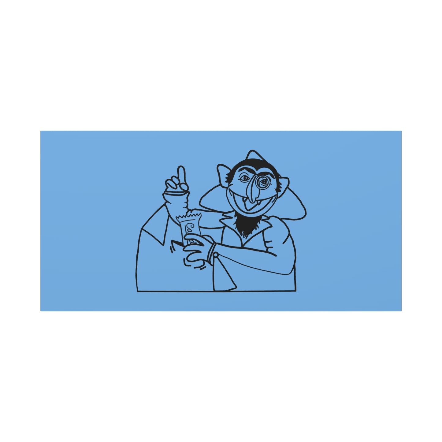 The Count Stealing Candy Outline Canvas Print Light Blue - Sesame Street The Count Parody Art